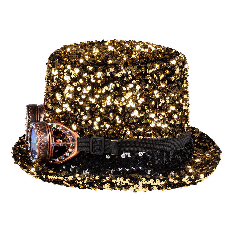 Glitzergold Steampunk-Zylinder