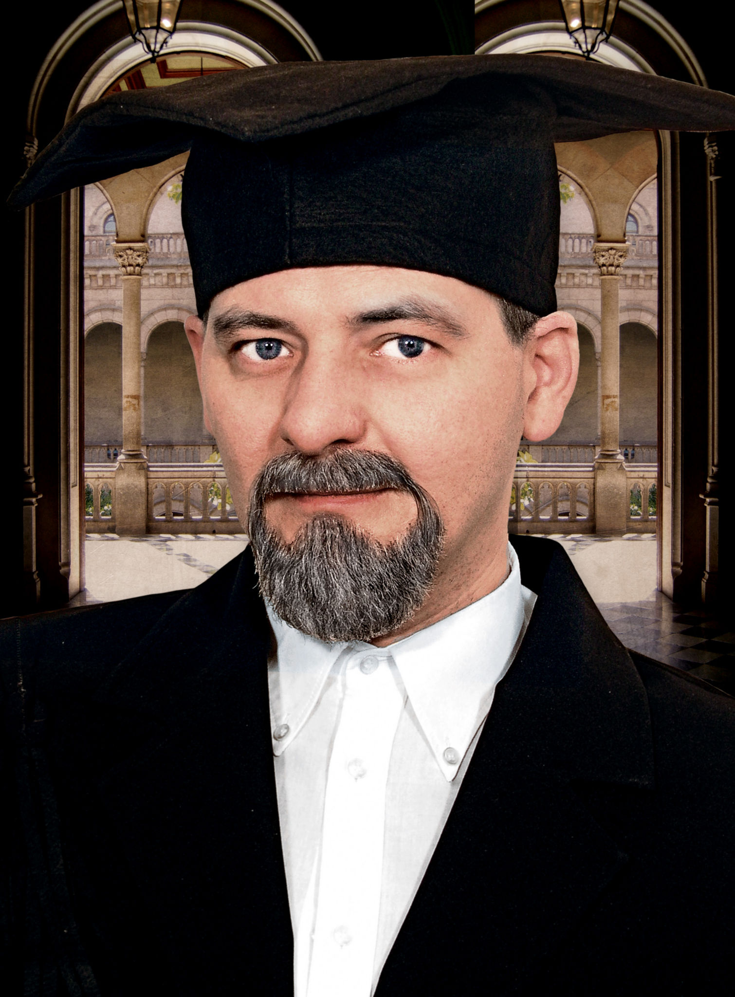 Bartset Professor mit Kinnbart und Schnurrbart