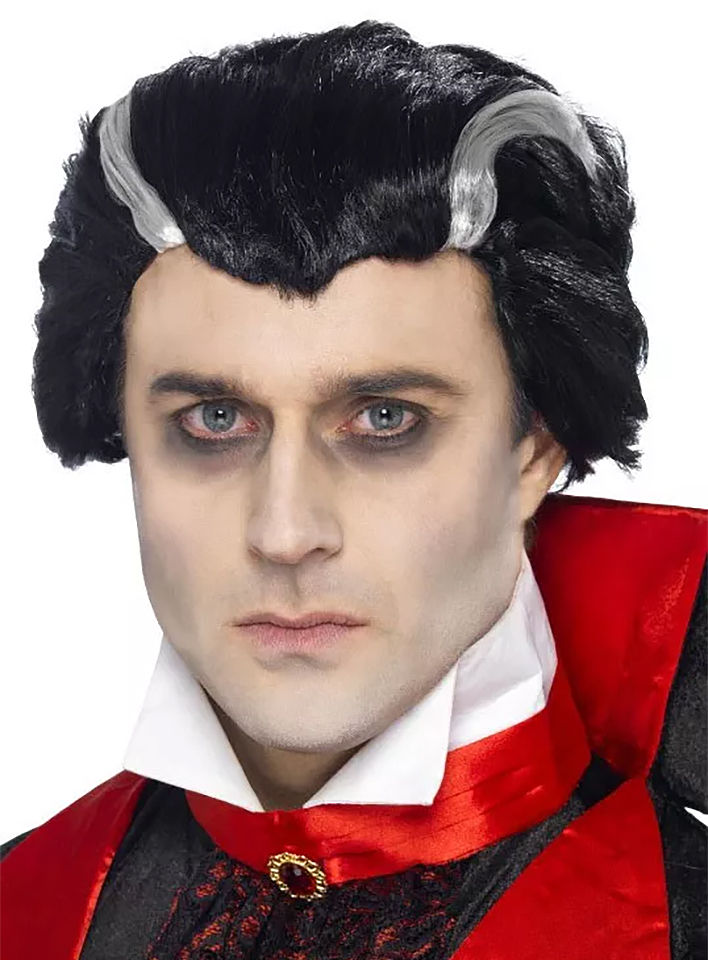 Graf Dracula Perücke mit weißen Strähnen