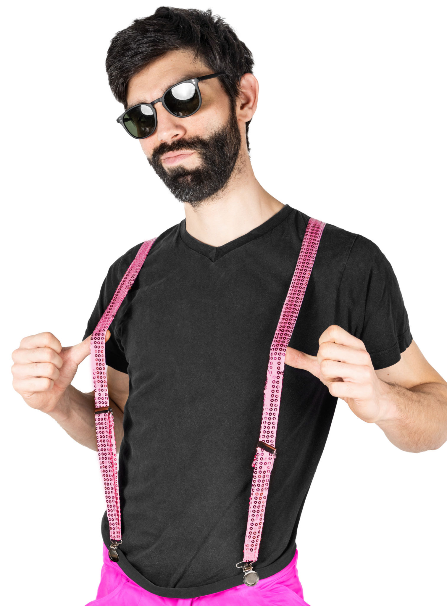 Hosenträger Pailletten pink