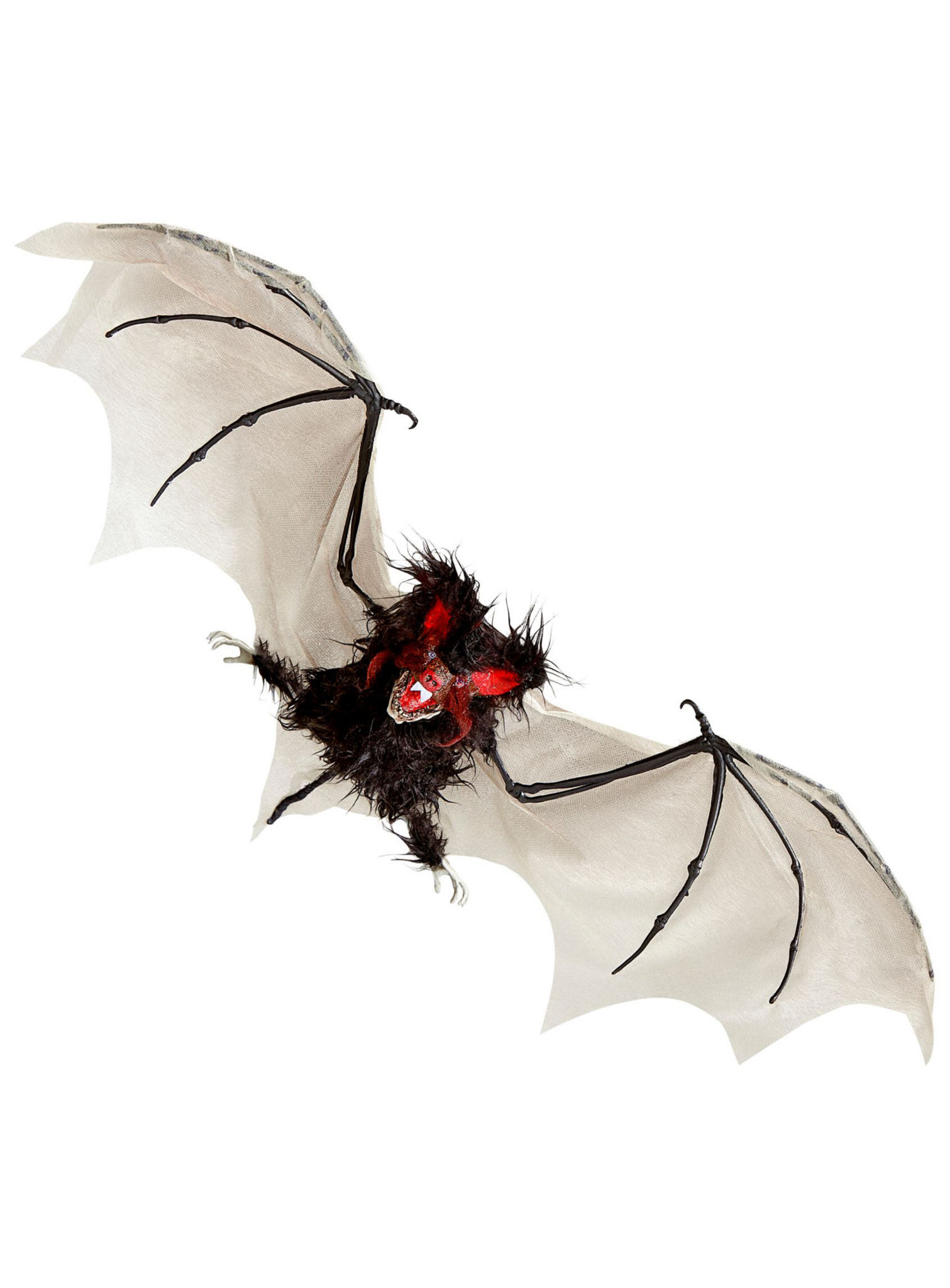 Harige vleermuis met knipperende LED-ogen – Halloween-decoratie 89 cm