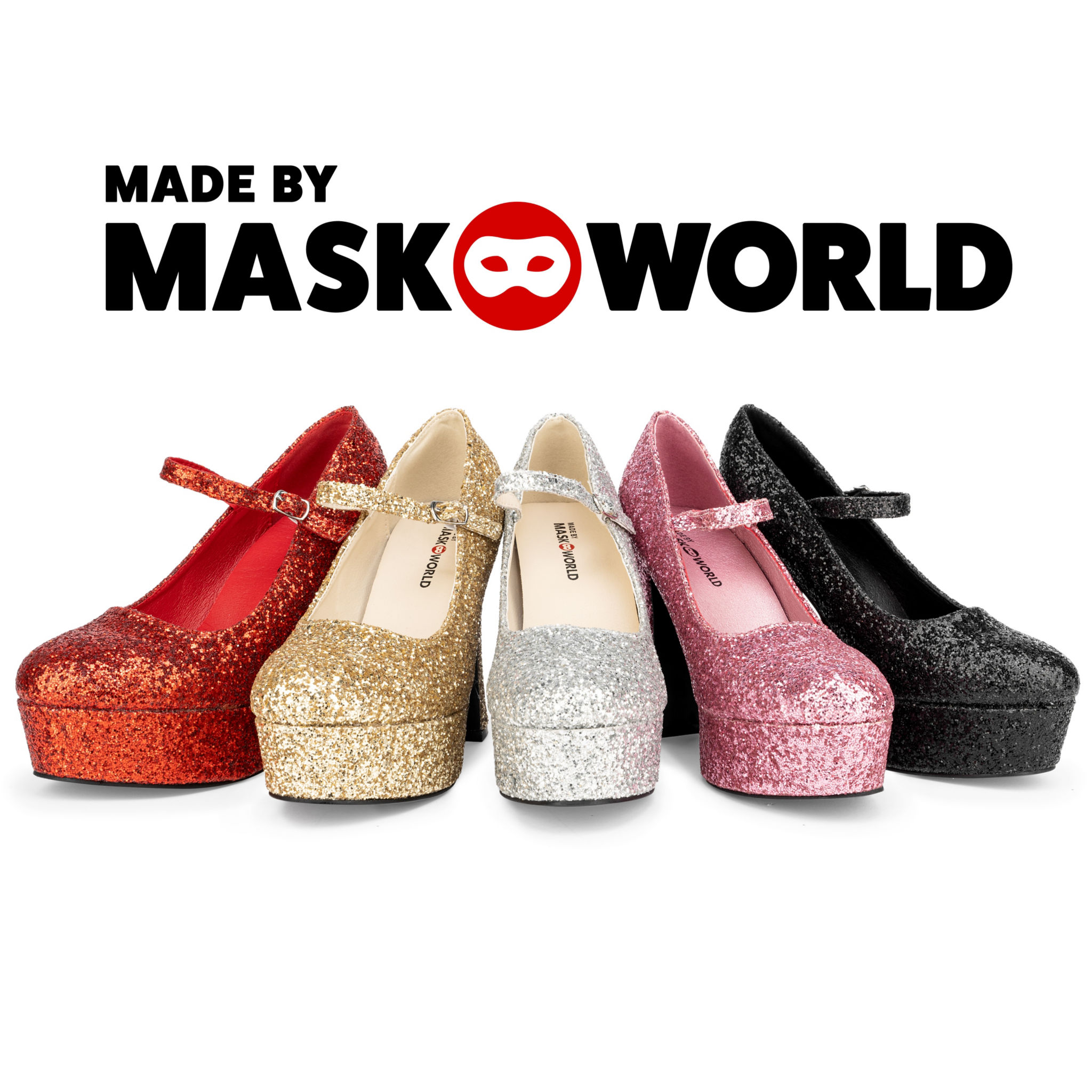 Plateau Schuhe glitter-rot