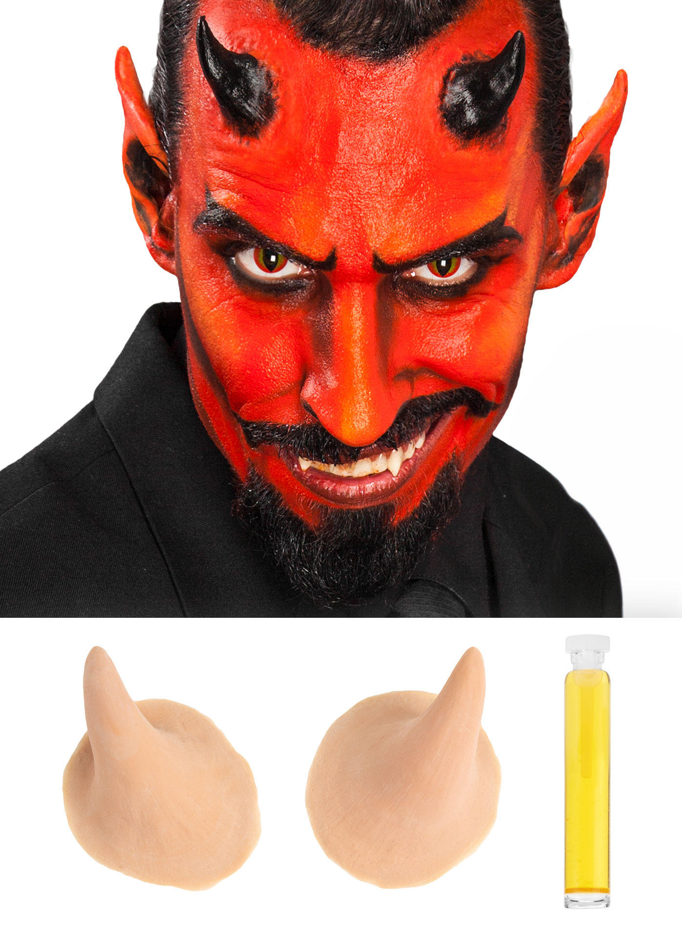 Latexhörner Teufel mit Mastix Hautkleber