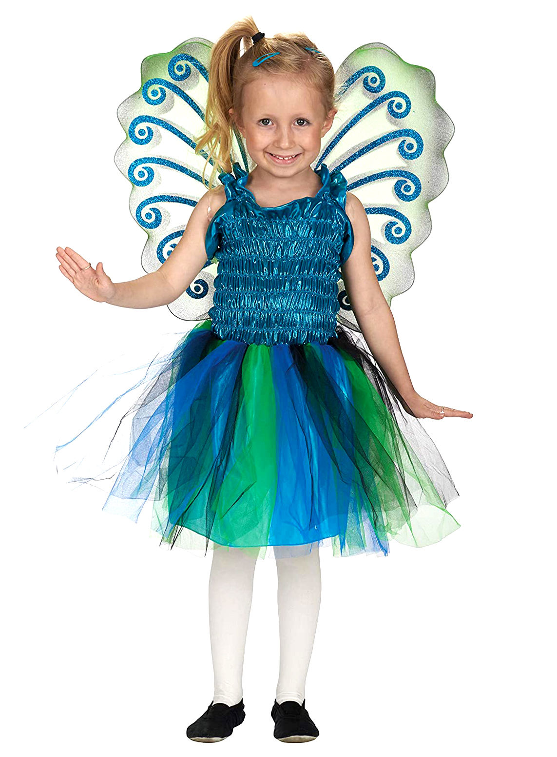 Vlinderjurk voor kinderen blauw-groen
