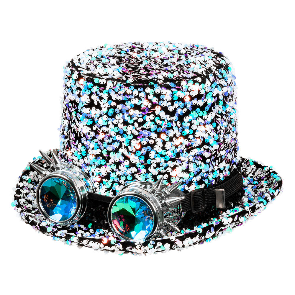 Silberglitzer Steampunk-Zylinder