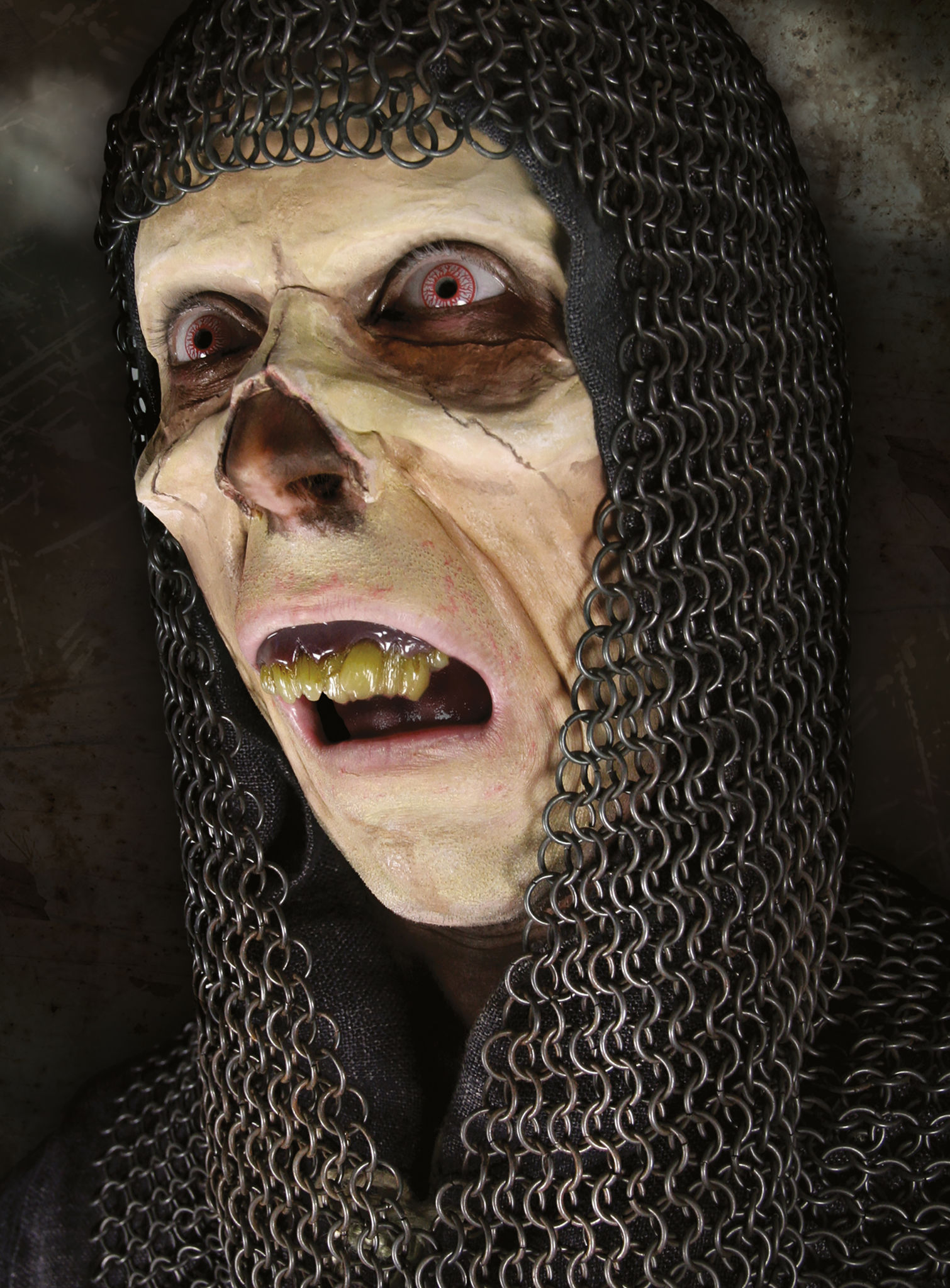 Skelett Halbmaske aus Latex mit Mastix