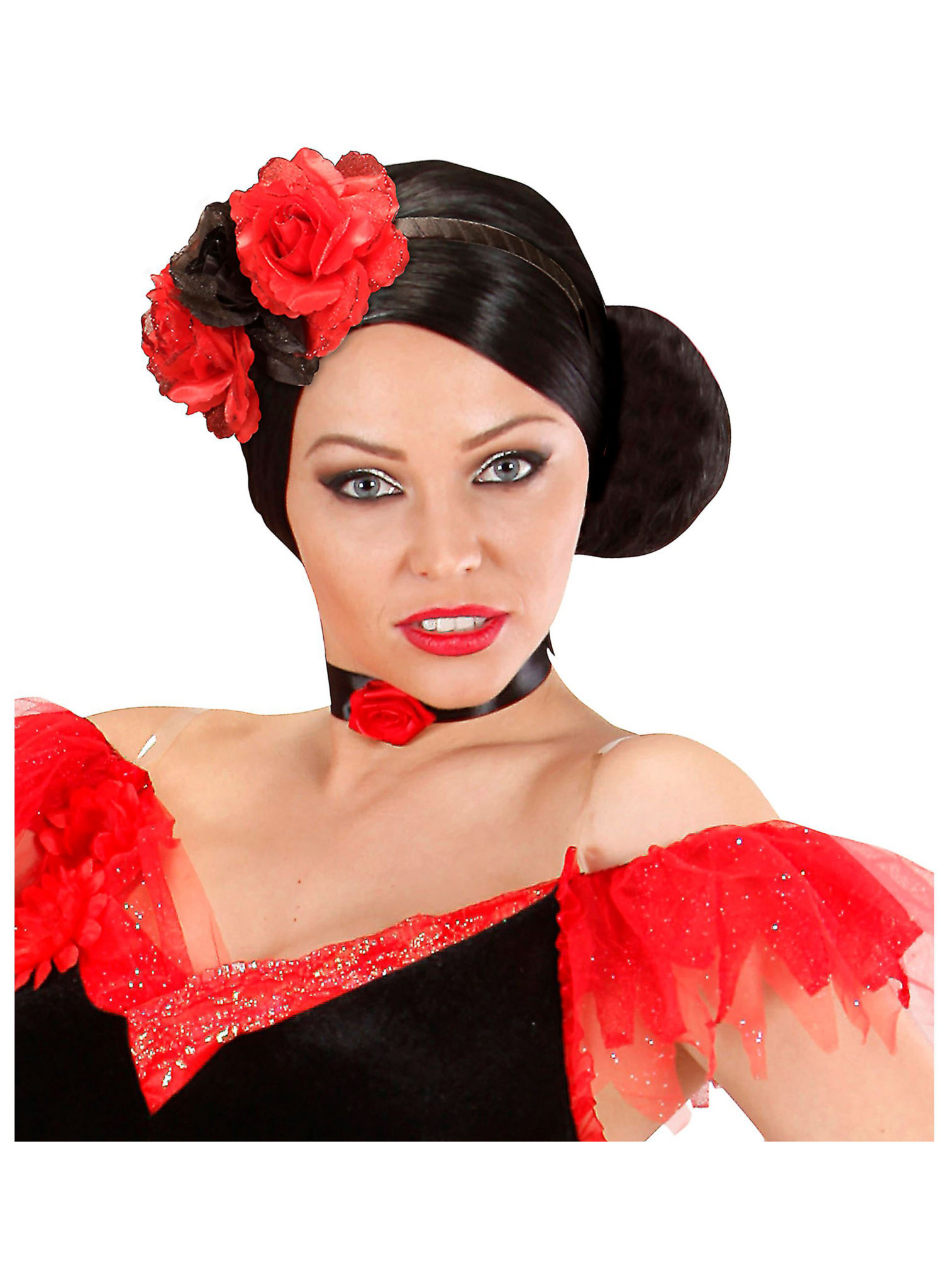 Rosy Haarreif mit Rosen schwarz-rot