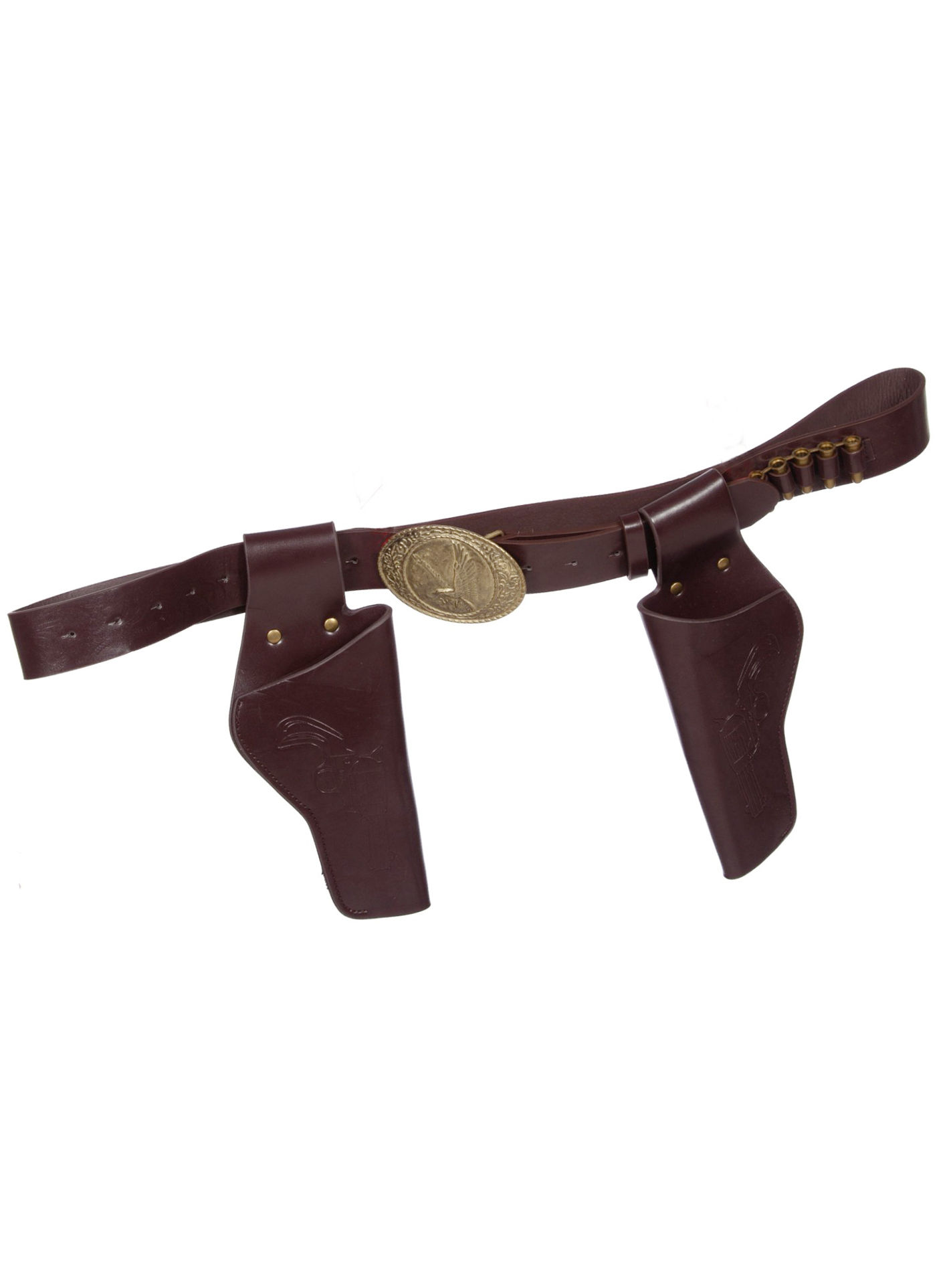 Dubbele pistoolholster met riem bruin