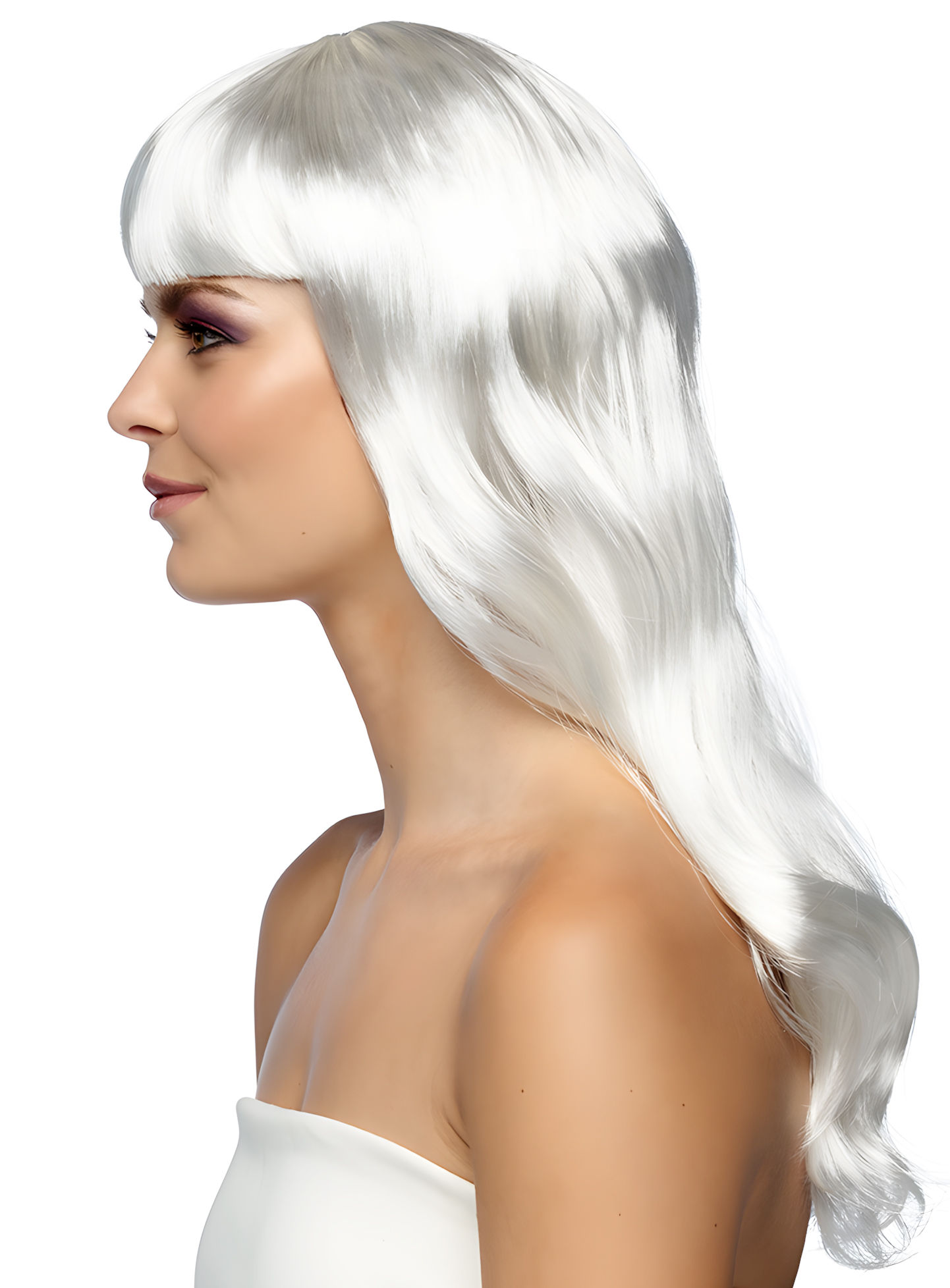 Lange Haare weiß Perücke