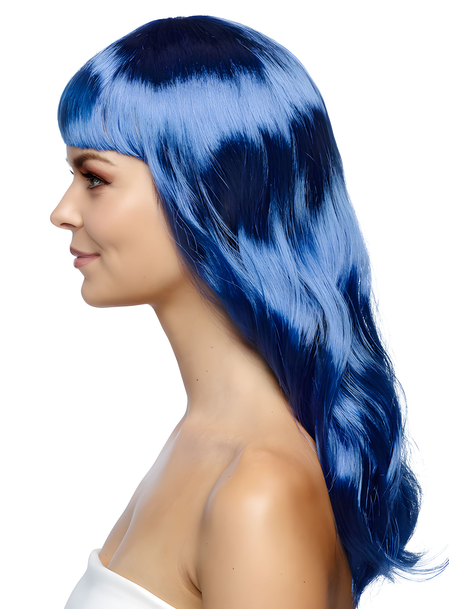 Lange Haare blau Perücke