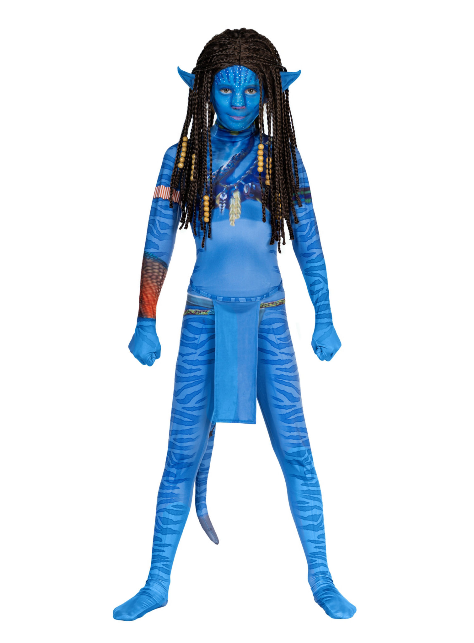 Blaue Stammeskriegerin Kostüm für Mädchen