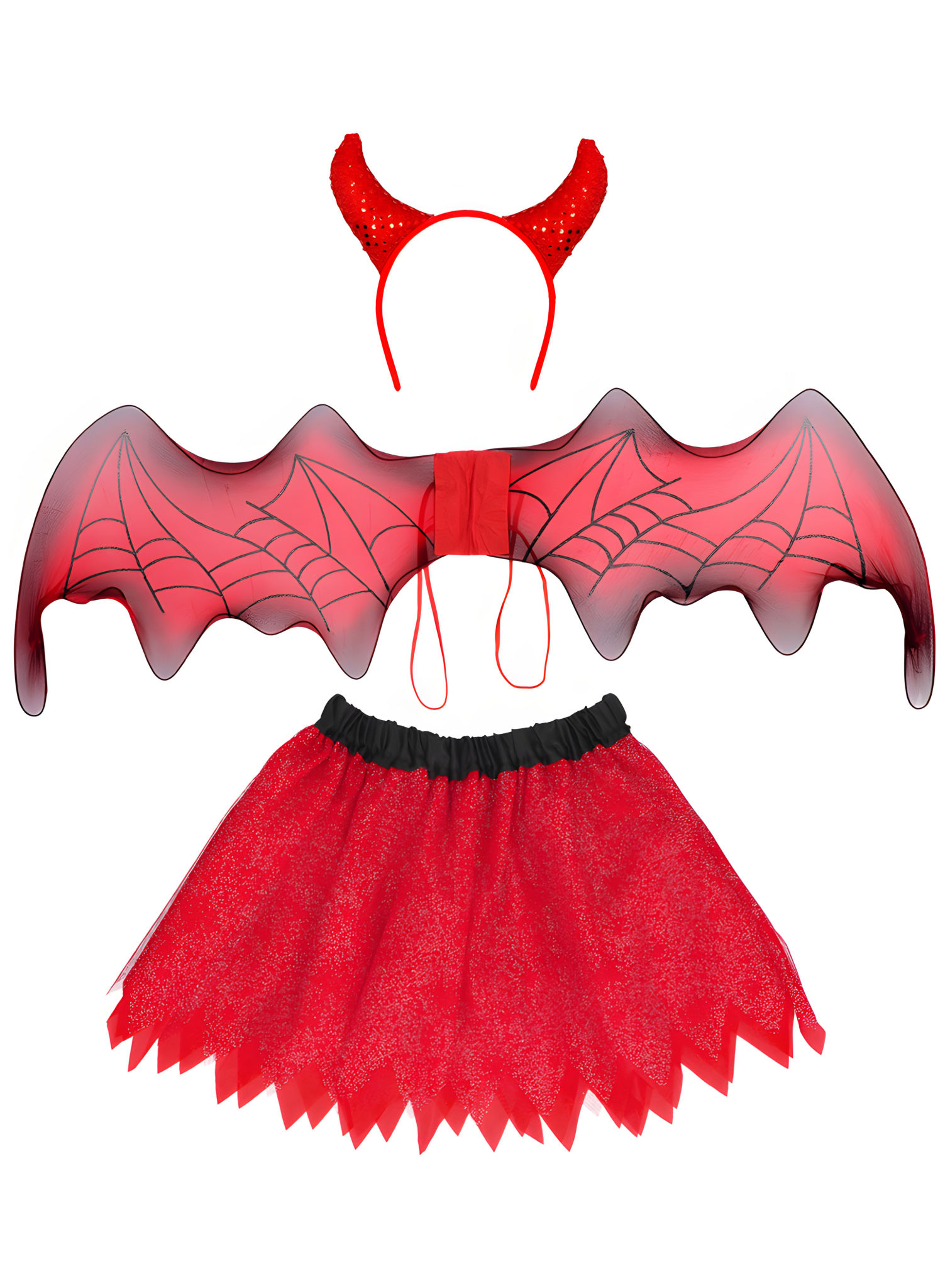 Teufel Verkleidungs Set für Mädchen Hörner, Flügel und Tutu
