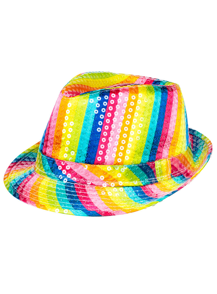 Paillettenhoed in regenboogkleuren