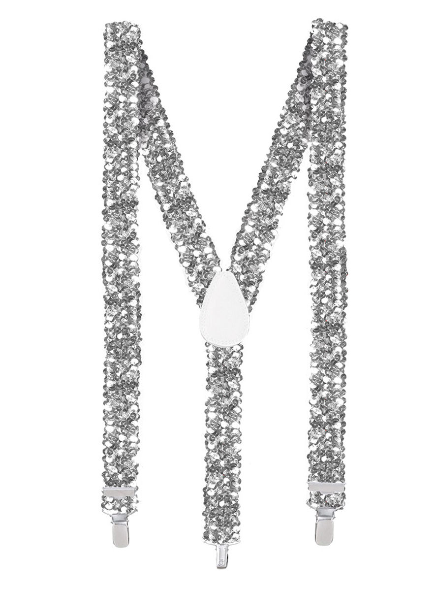 Hosenträger Pailletten silber