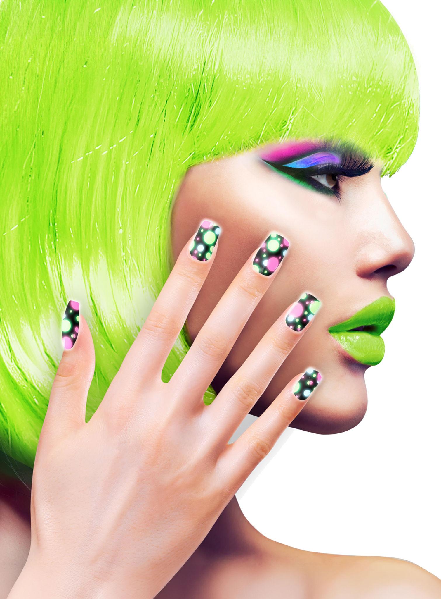 Neon Fingernägel Dots