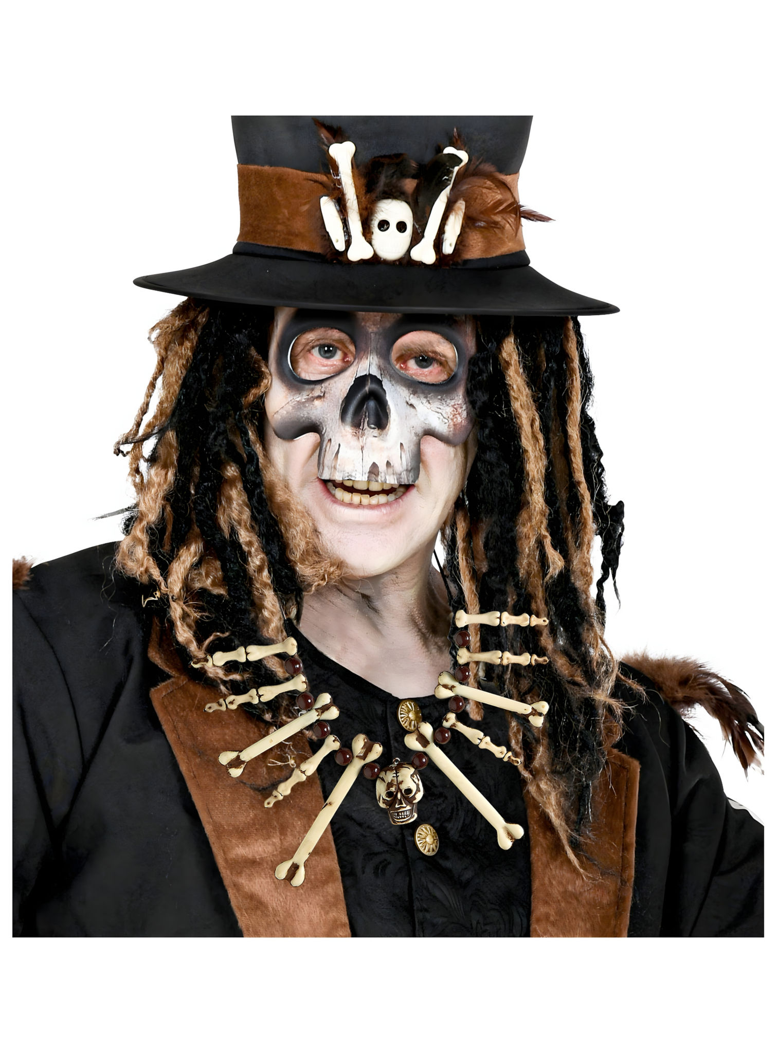 Totenkopf Halskette mit Knochen