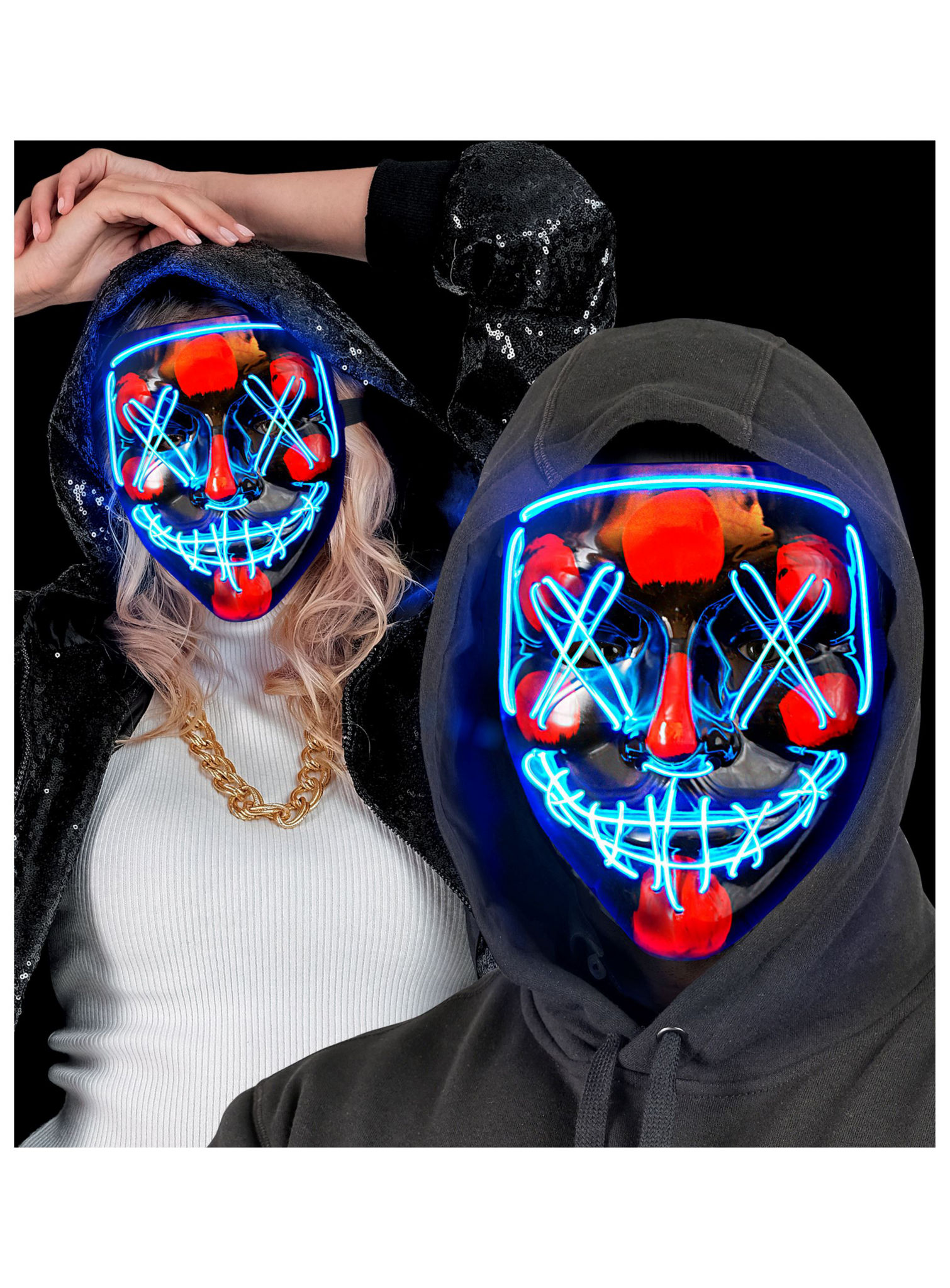 Gruselige LED-Maske blau