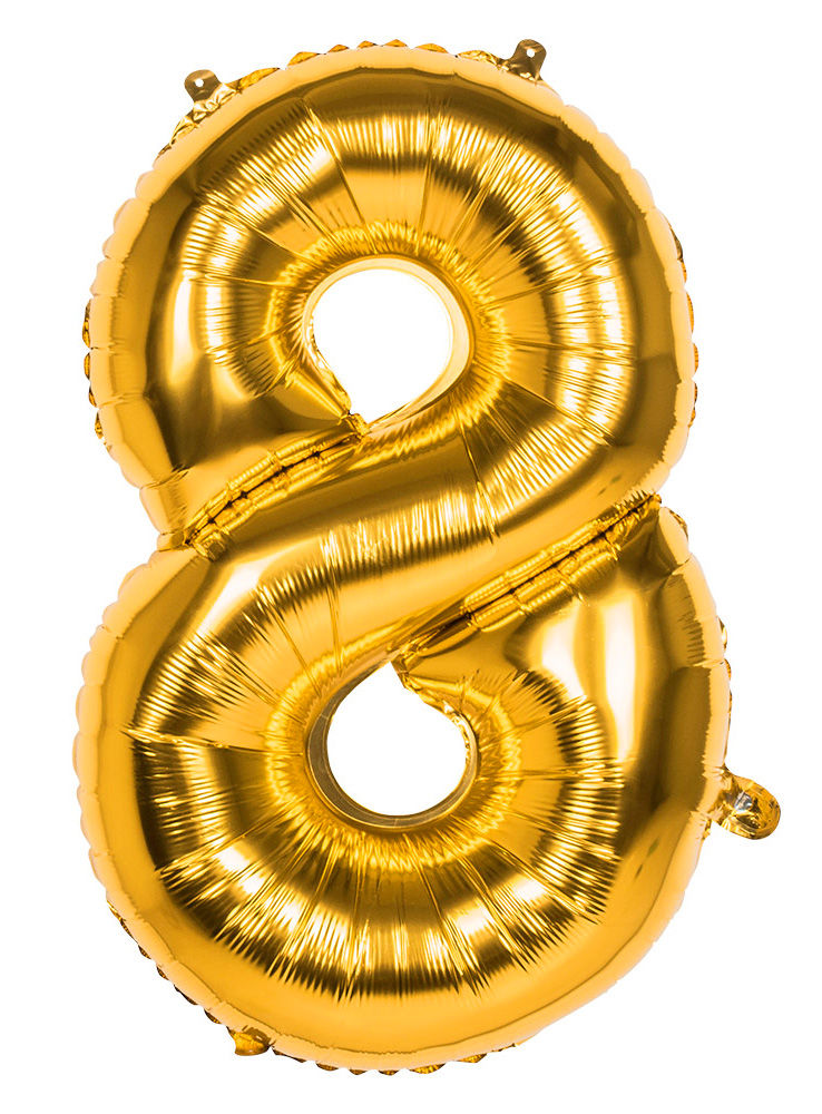 Folienballon Zahl 8 gold 86 cm