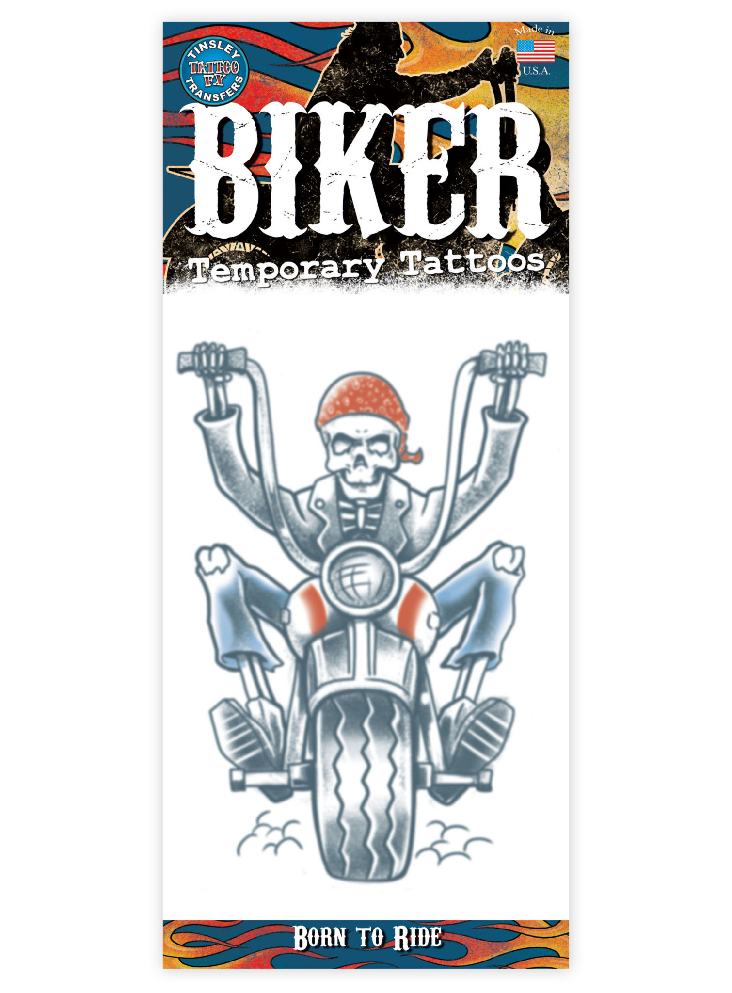 Skelett Biker Klebe-Tattoo