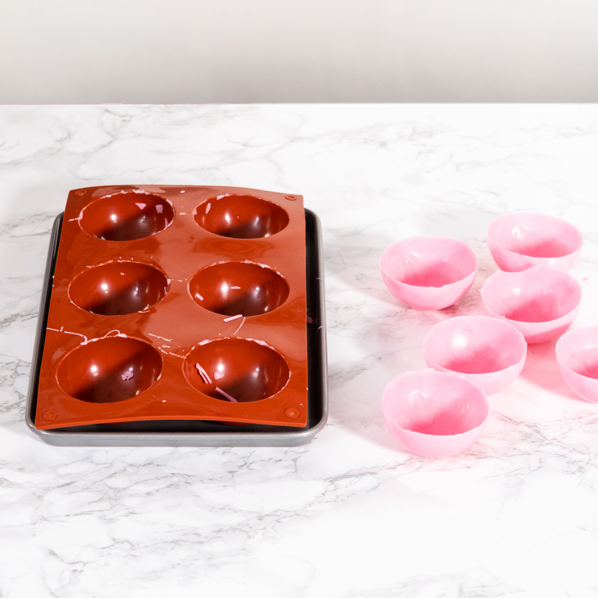 Chocolate Bombs Silikonform für große Pralinen, Badekugeln und zum Backen 6-fach