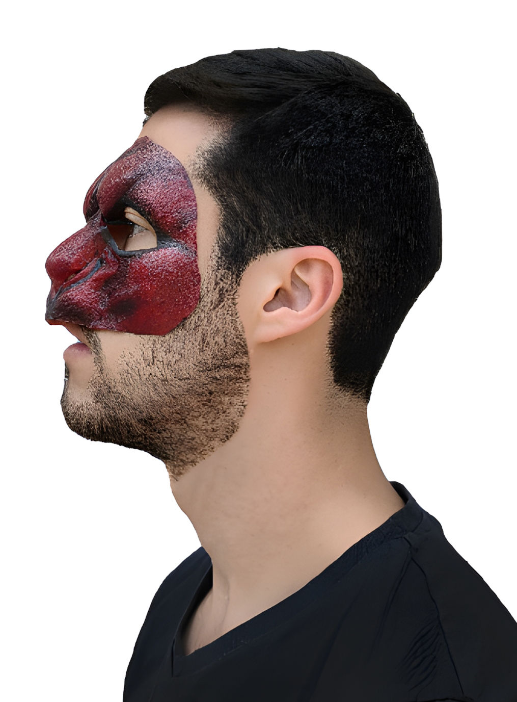 Roter Dämon Teilmaske zum Ankleben