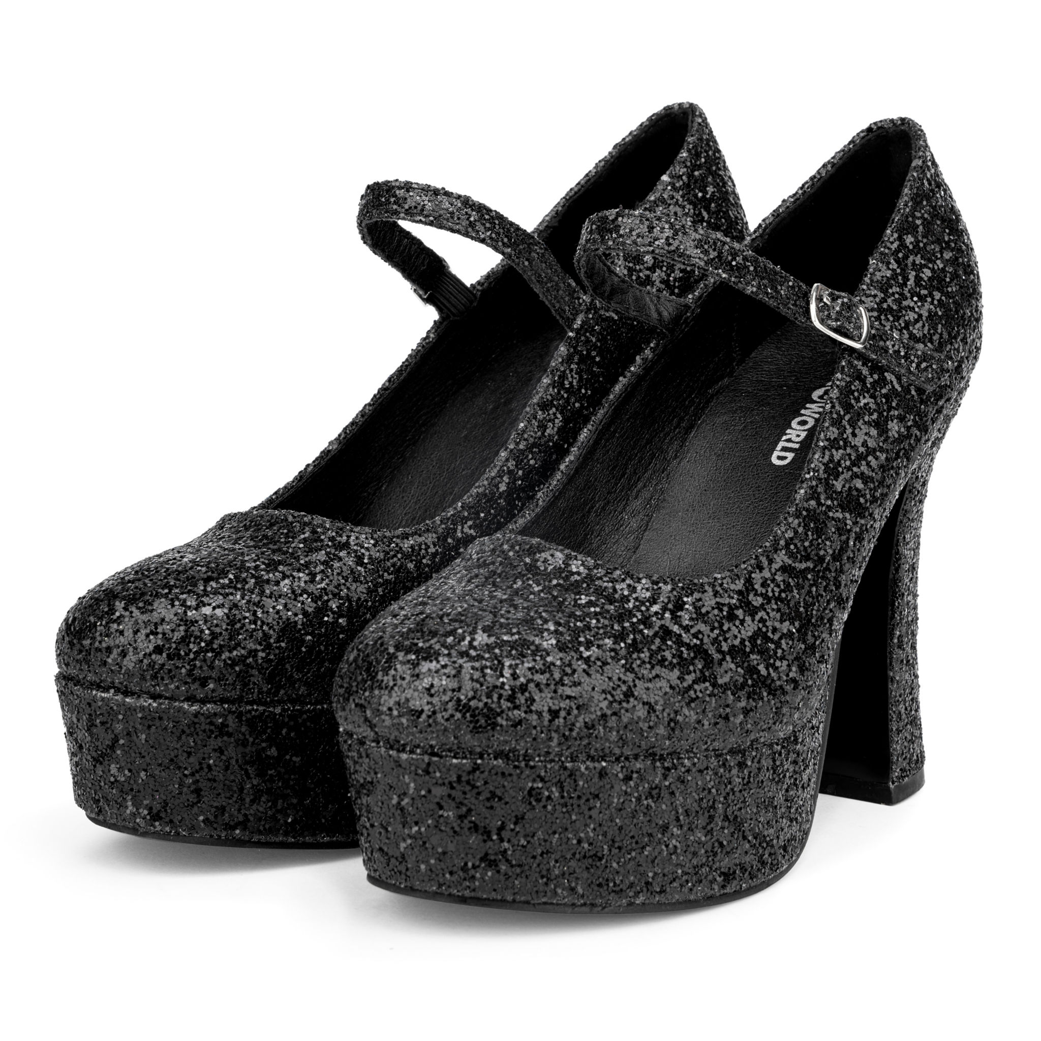 Plateau Schuhe glitter-schwarz