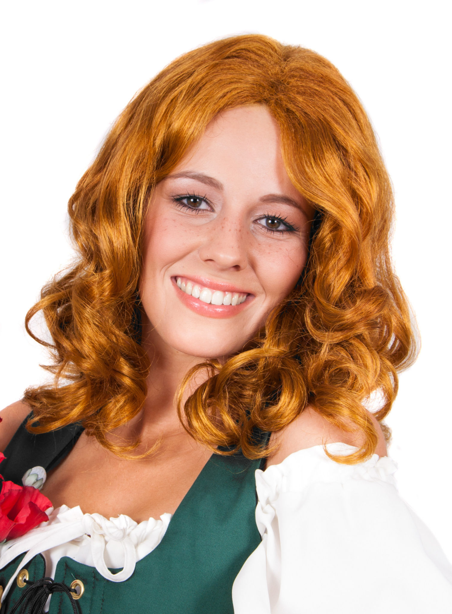 Roodblonde Lange Pruik Met Krullen