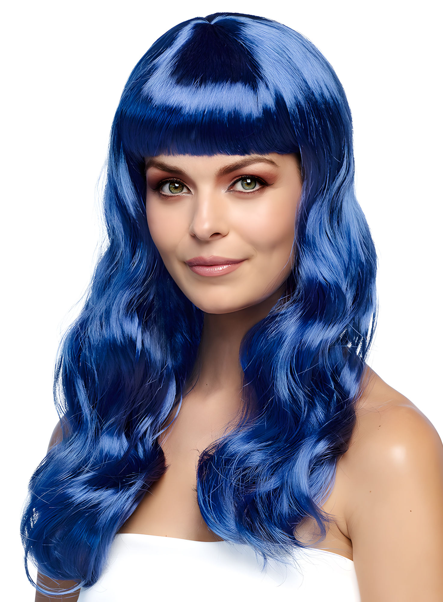 Lange Haare blau Perücke