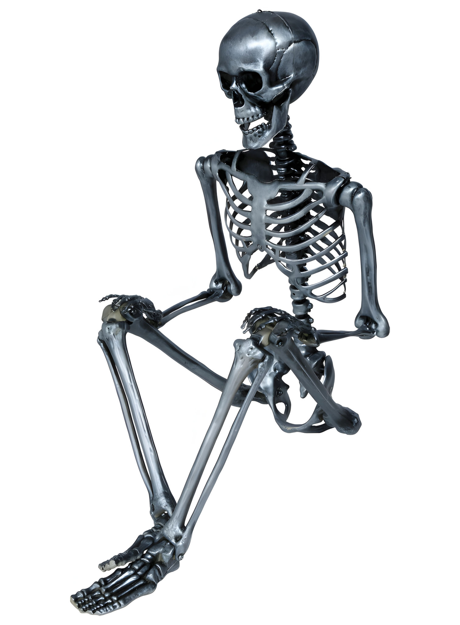 Silbernes Skelett Marius – Halloweendeko 160 cm
