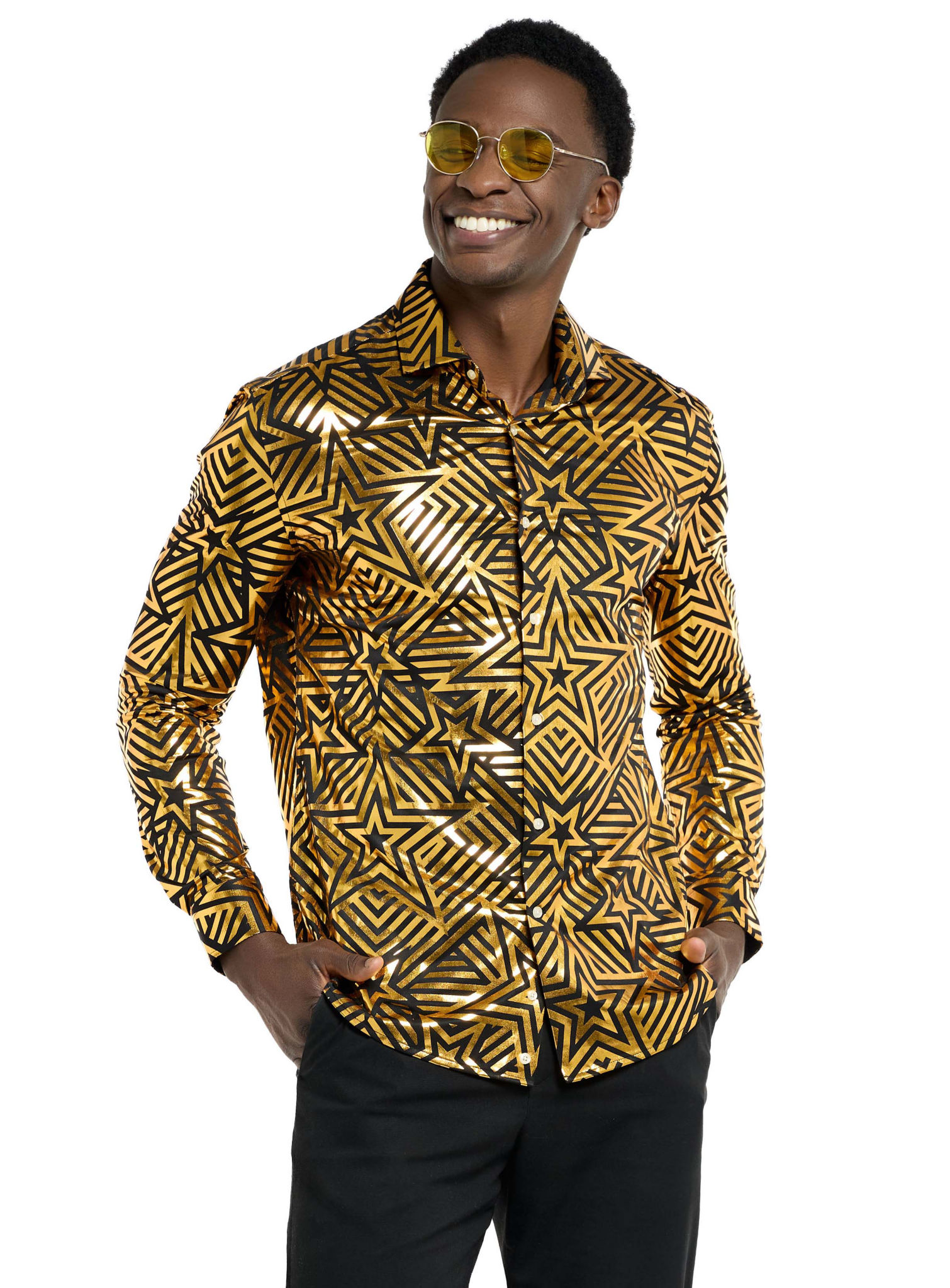 OppoSuits Golden Geo Star Hemd
