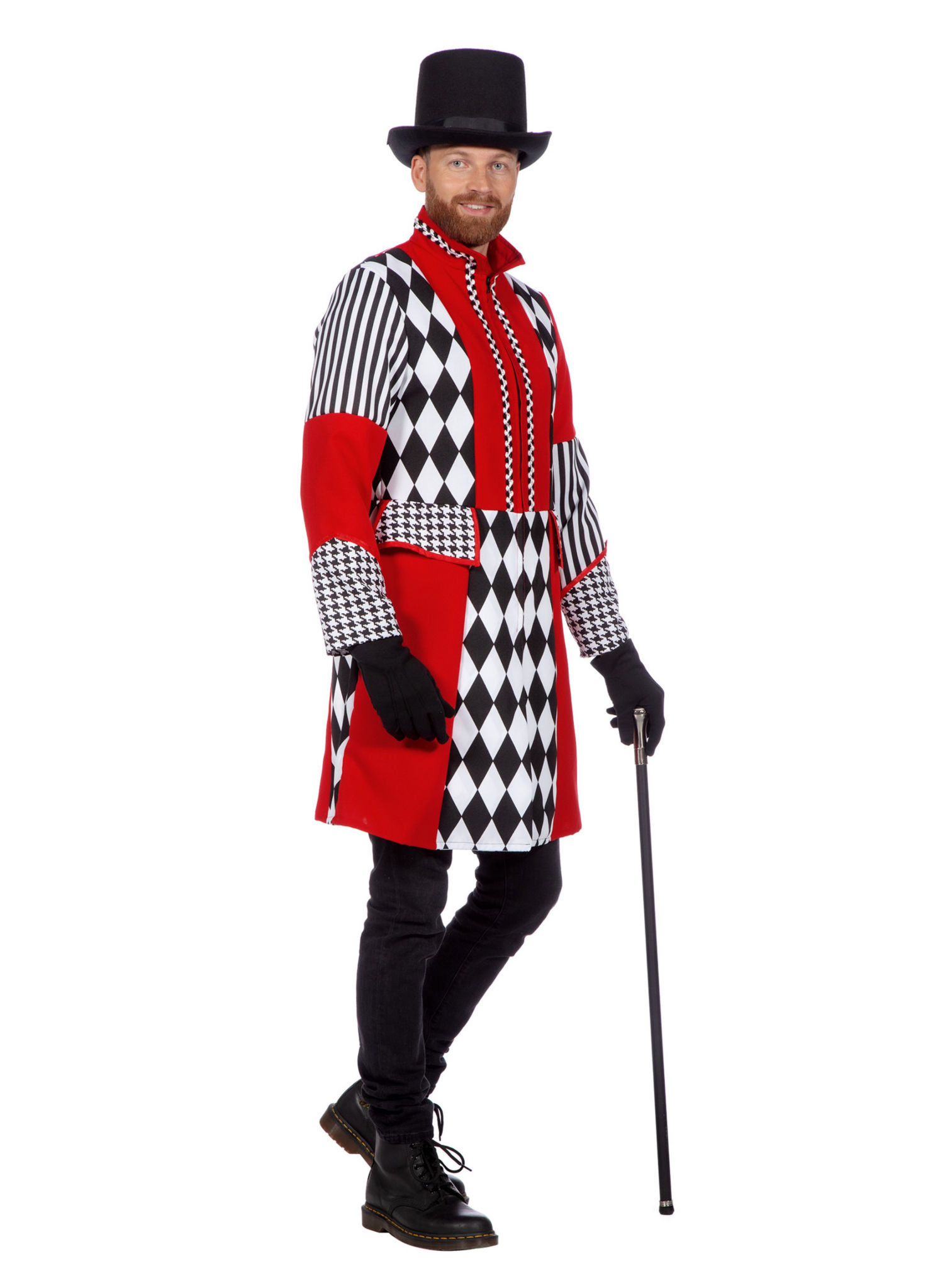 Harlekijn jas zwart-wit-rood