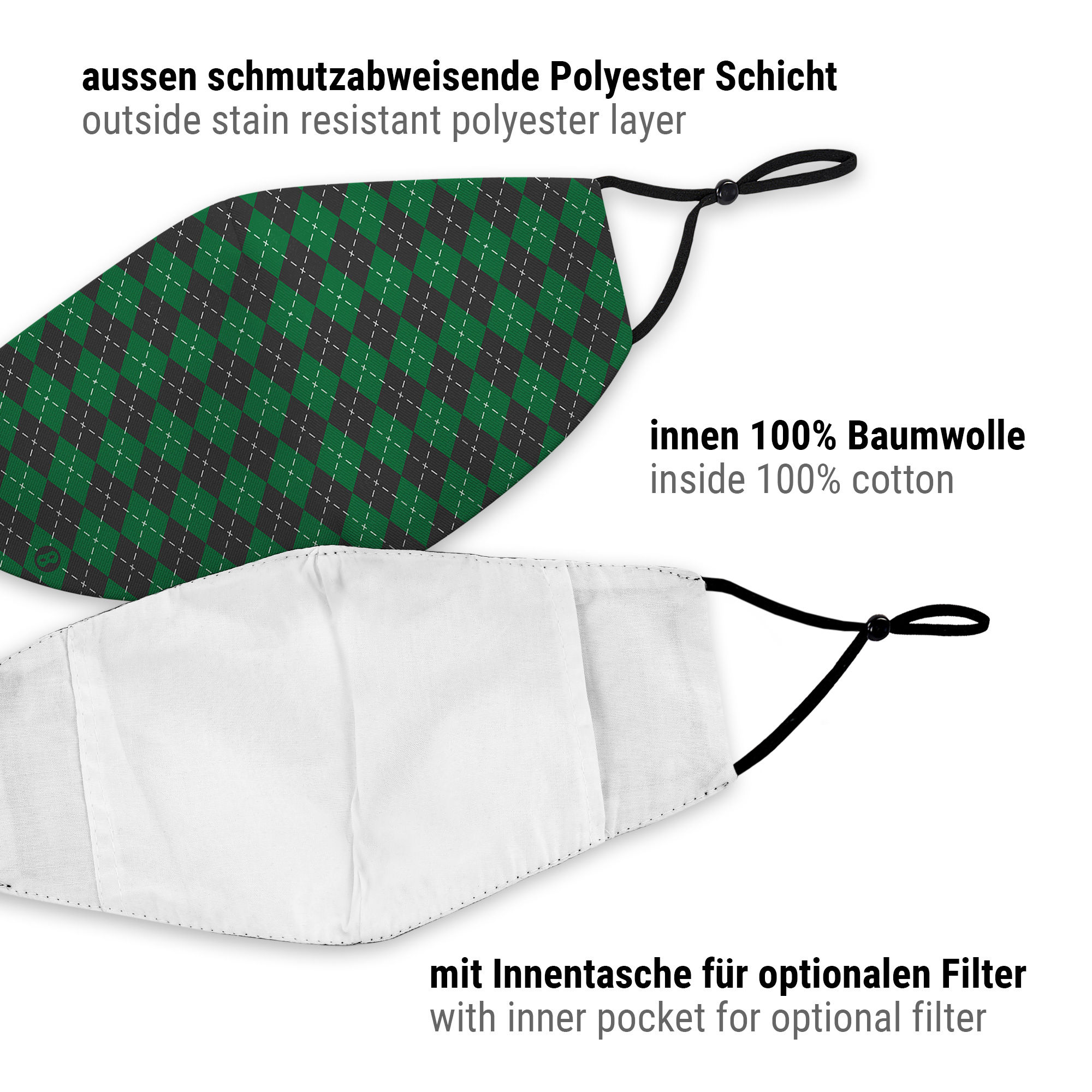 Stoffmaske Zauberschule grün