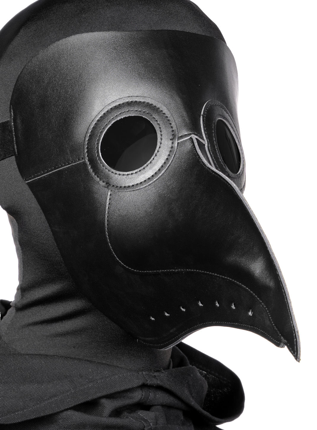 Schwarze Pestdoktor Maske aus Kunstleder