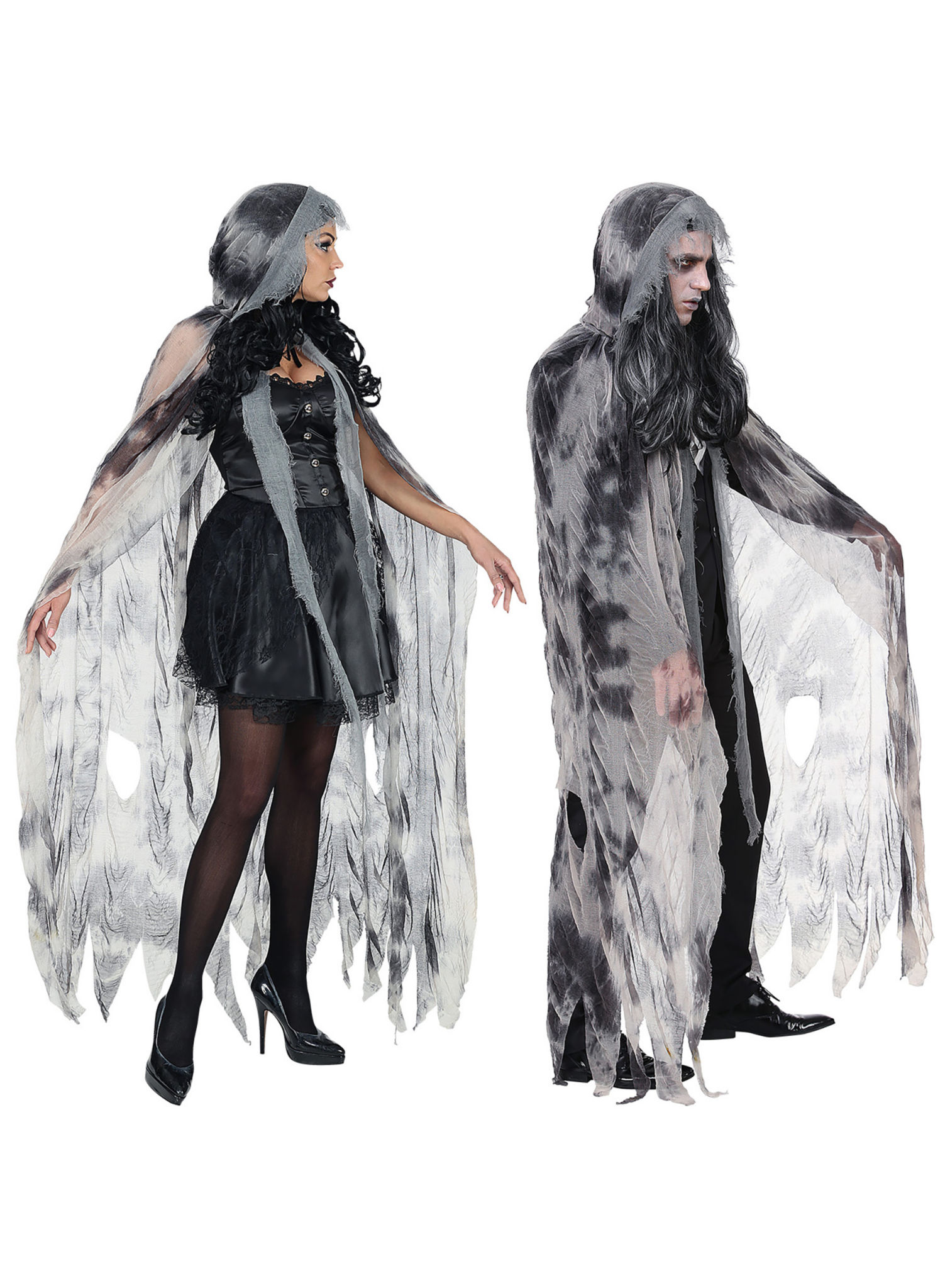 Zerfetztes Vampir Cape grau
