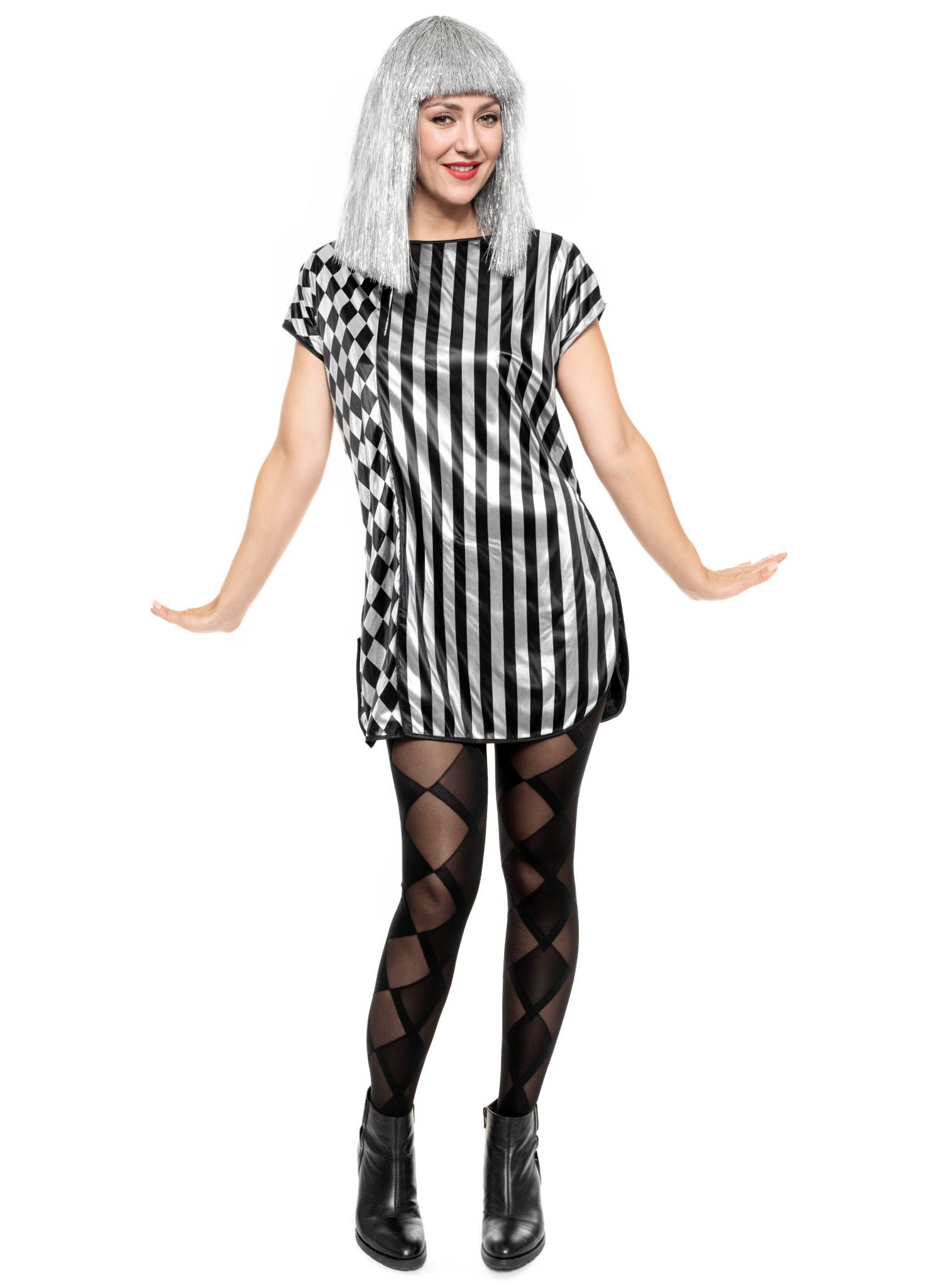 Schwarz-silbernes Blusenkleid