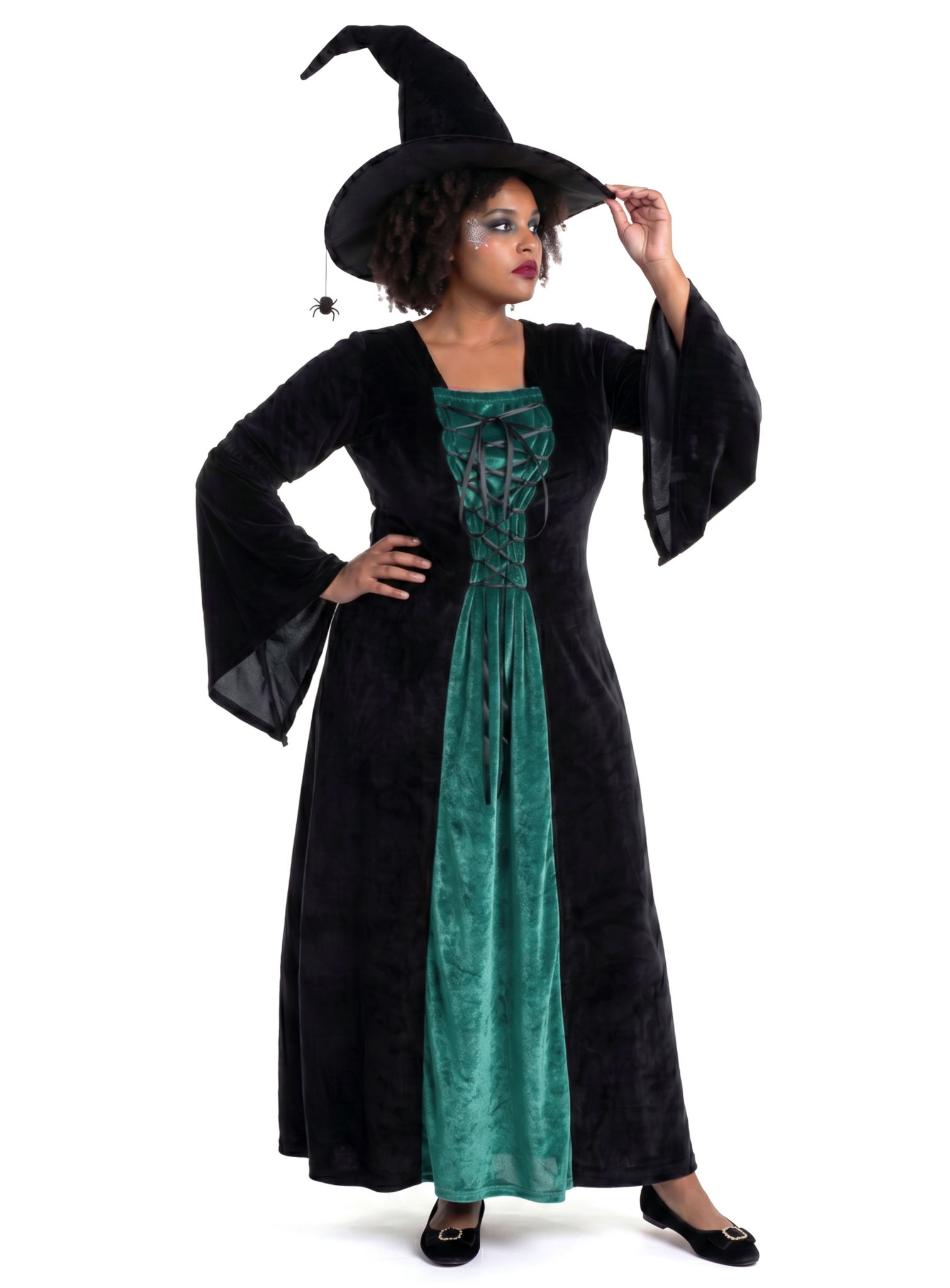 Burgherrin Samtkleid schwarz-grün