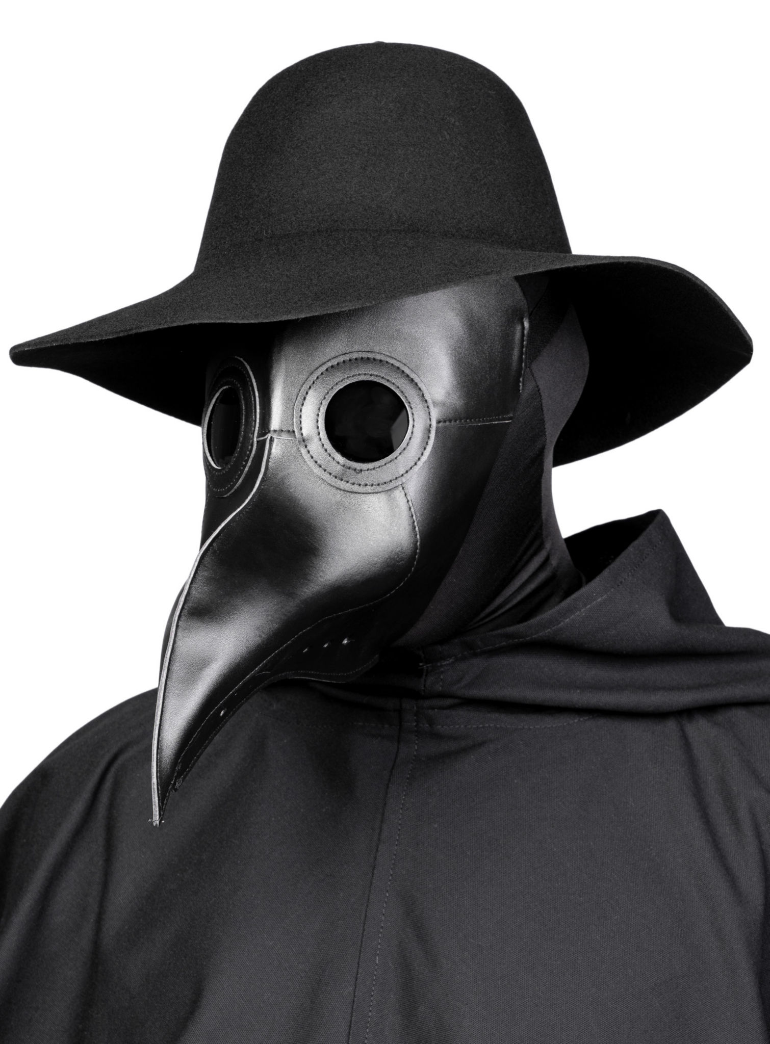 Schwarze Pestdoktor Maske aus Kunstleder