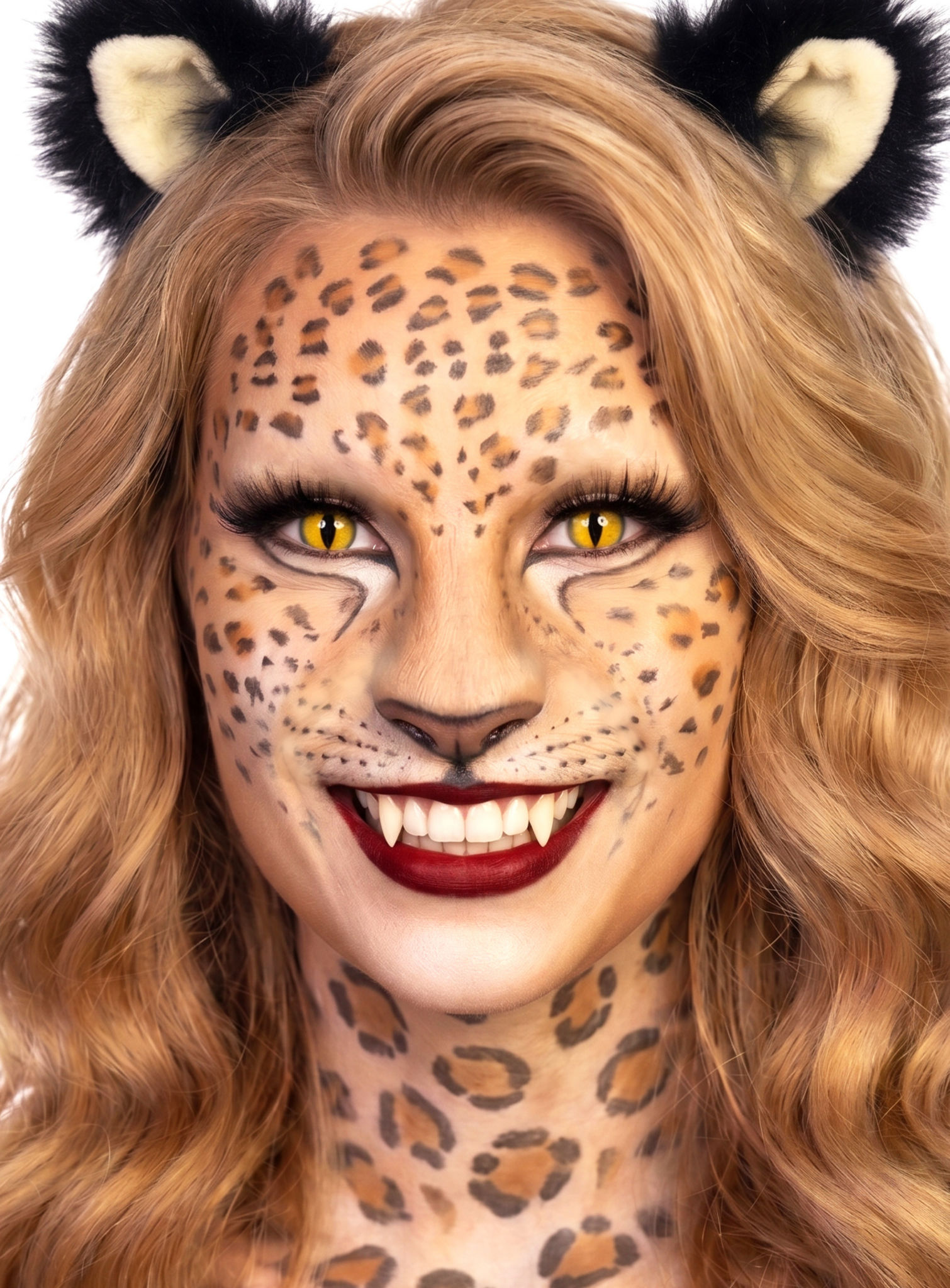 Wildkatze Maske aus Latex zum Ankleben