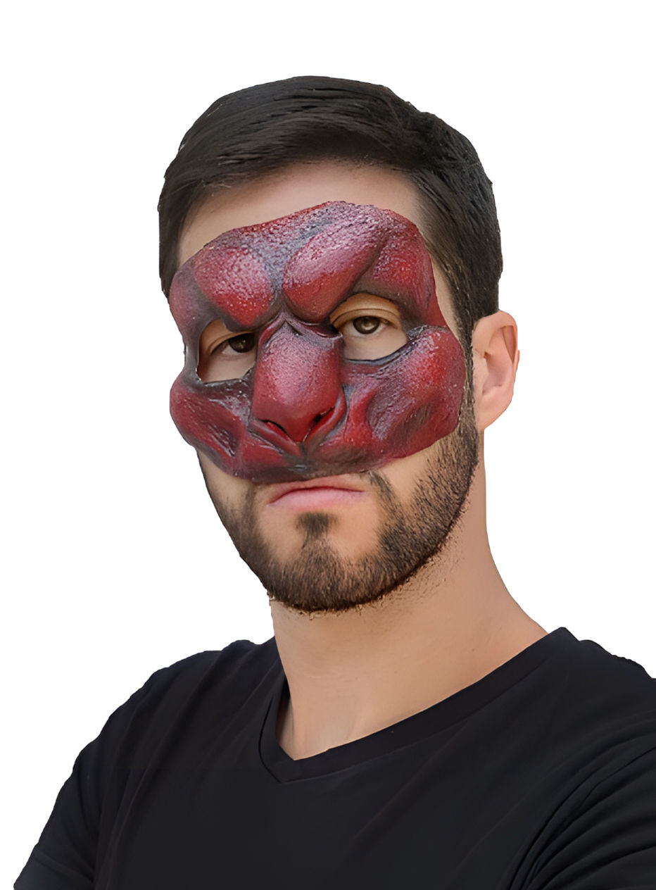 Roter Dämon Teilmaske zum Ankleben