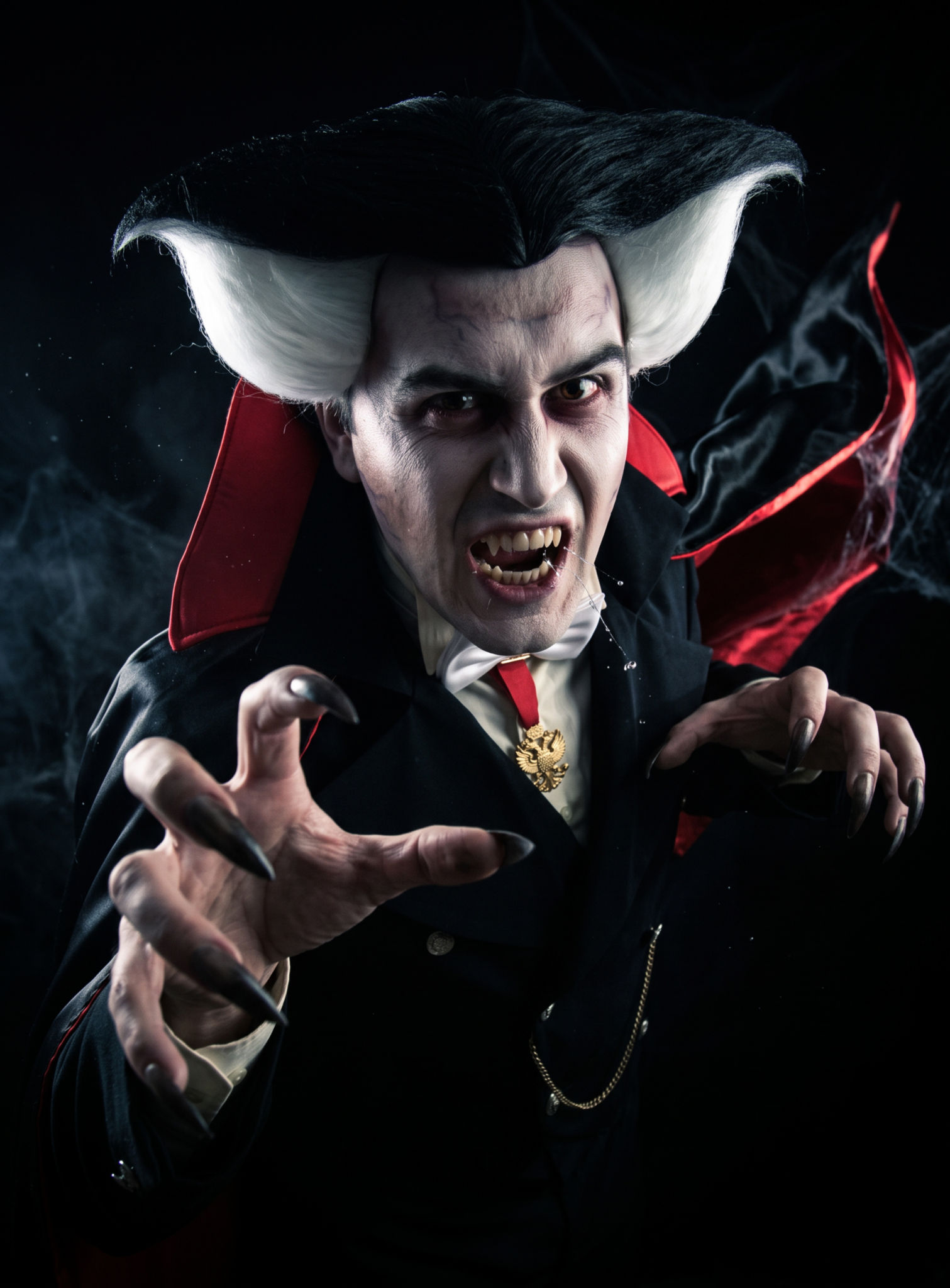 Dracula Perücke hochtoupiert