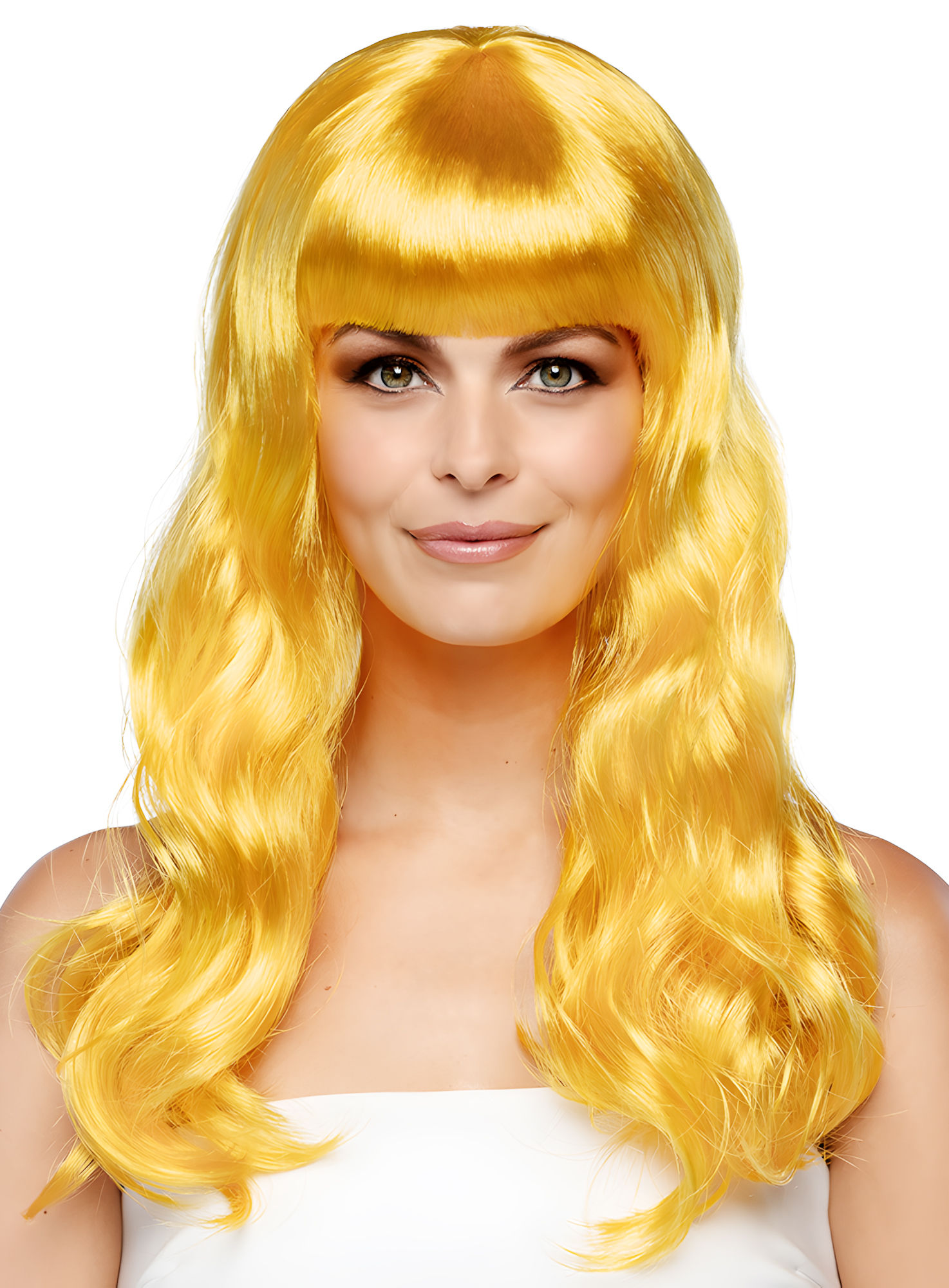 Lange Haare gelb Perücke