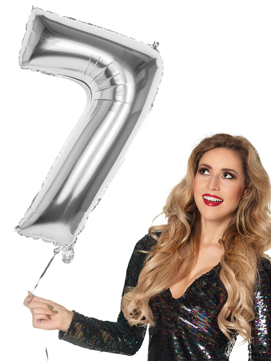 Folienballon Zahl 7 silber 86 cm