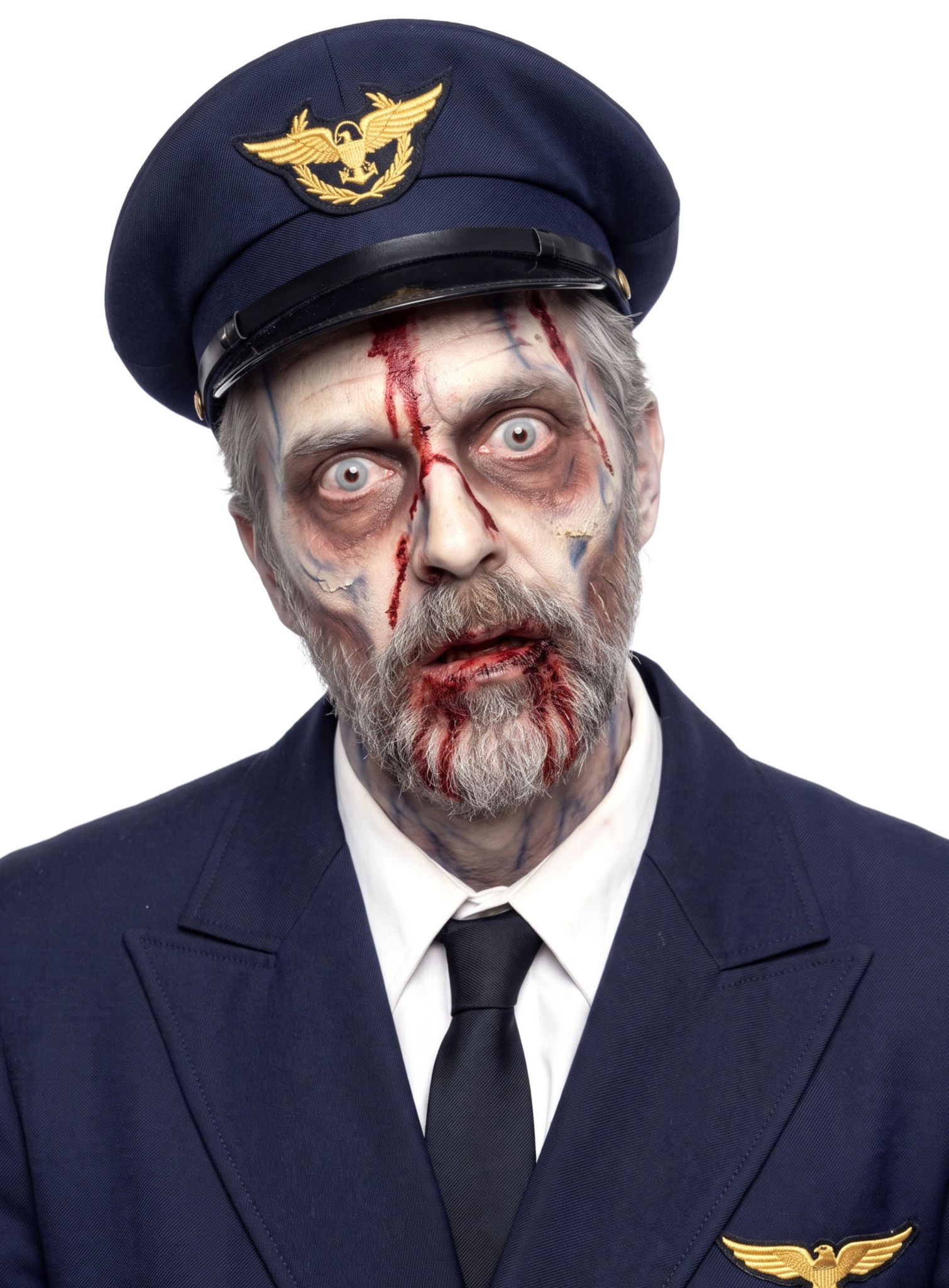Zombie Pilot Kostüm mit Make-up
