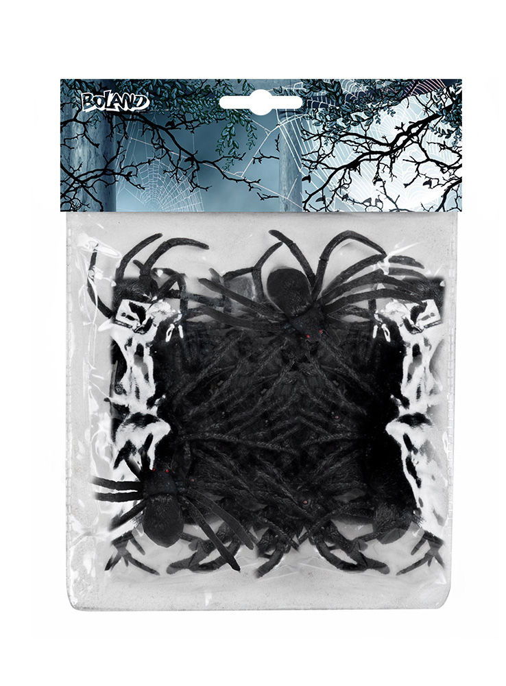 Schwarze Spinnen Halloween Deko 12 Stück