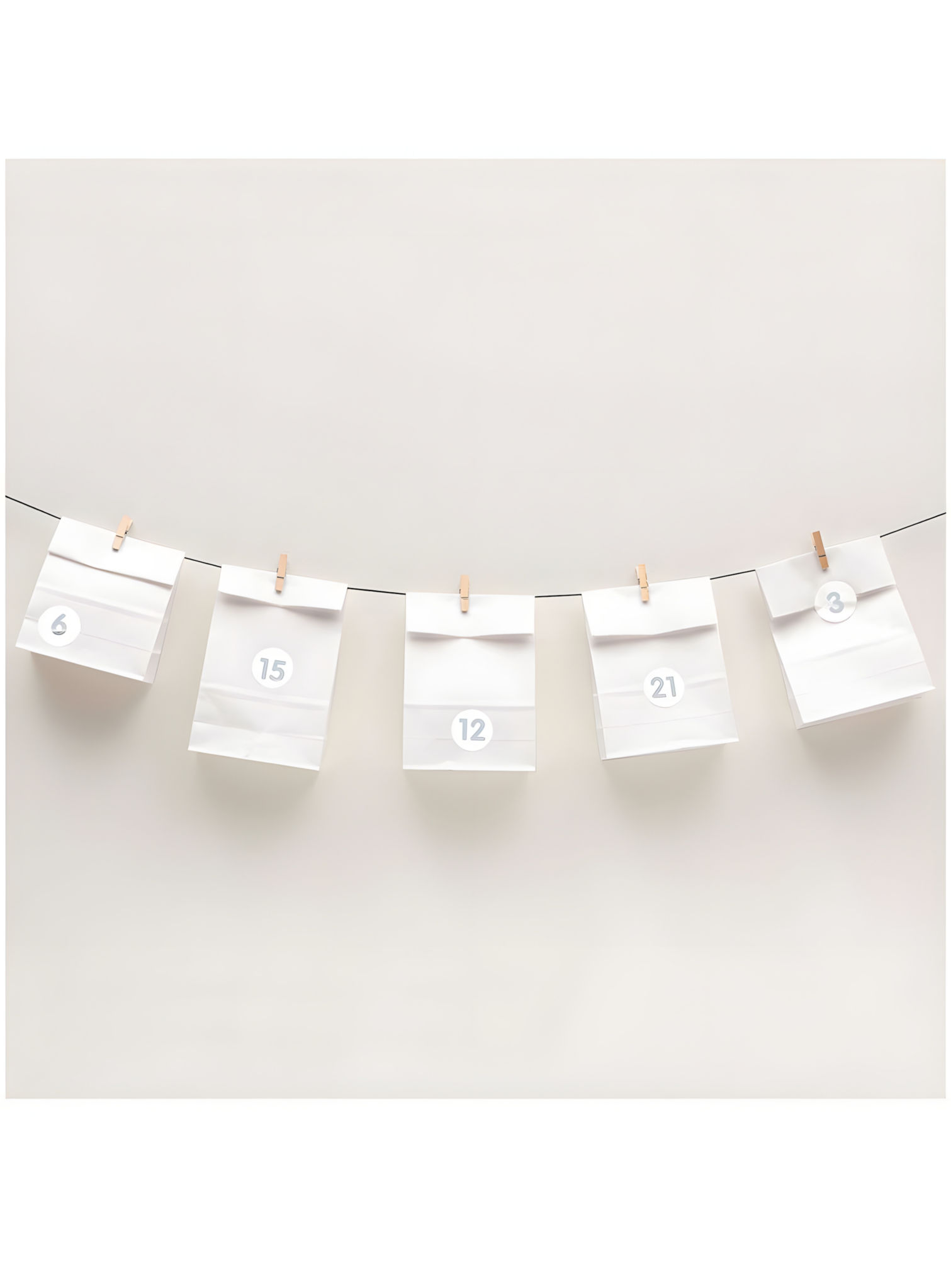 Adventskalenderset met zakjes, klemmen en stickers