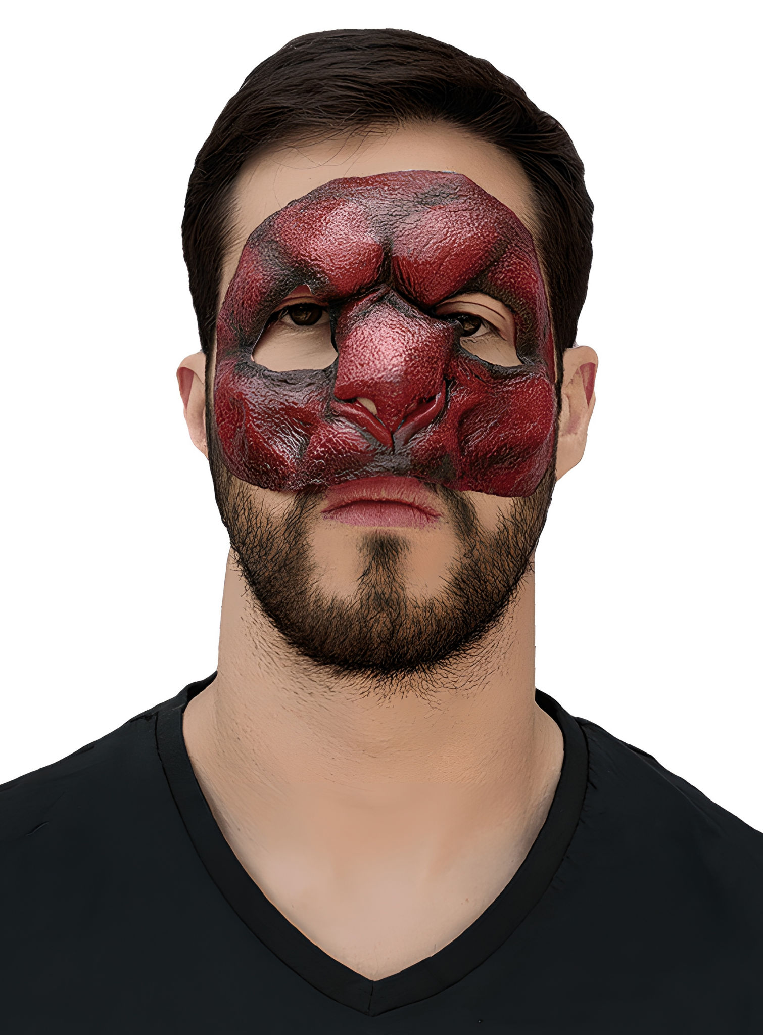 Roter Dämon Teilmaske zum Ankleben