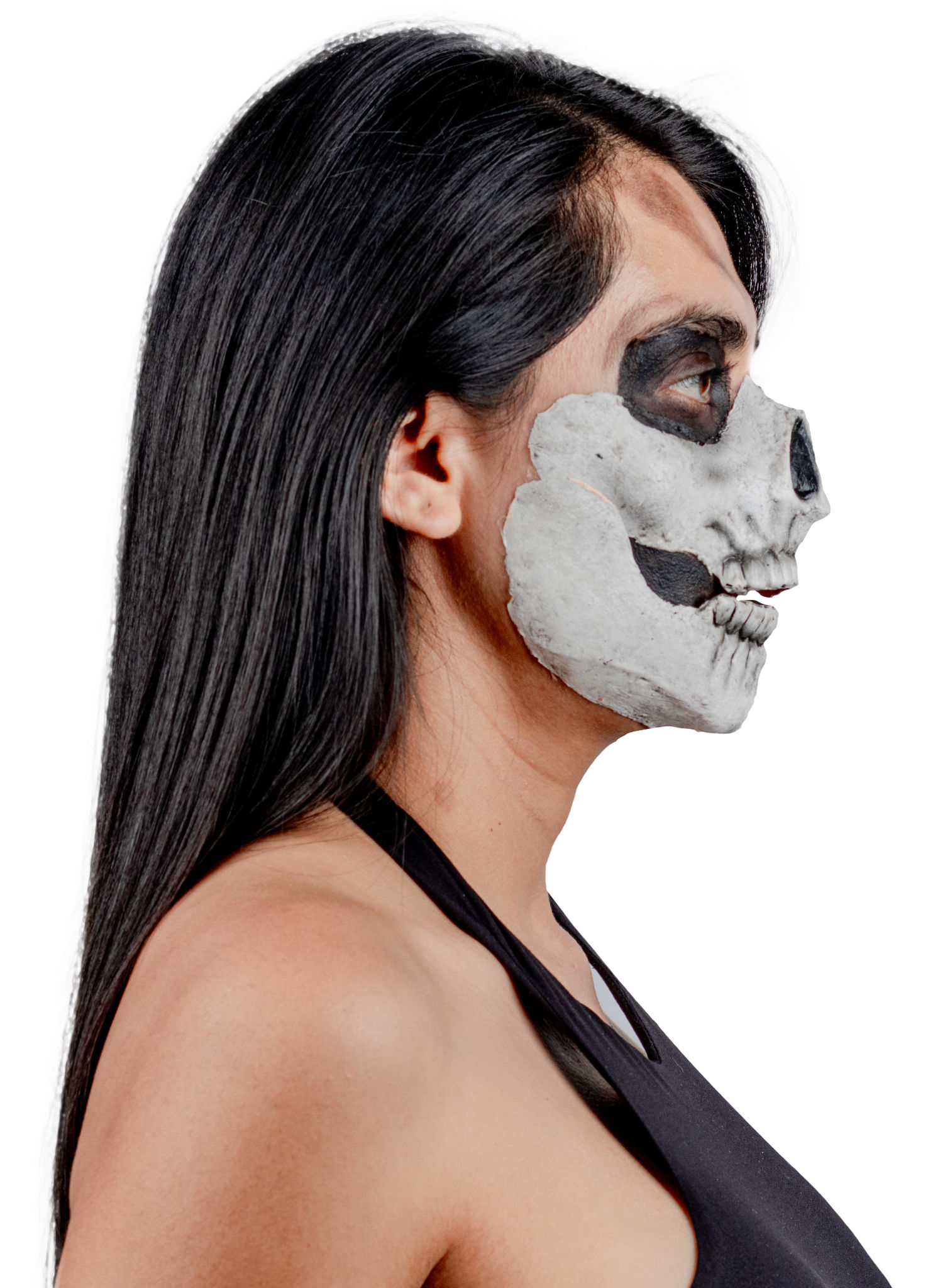 Schädel Teilmaske zum Ankleben weiß