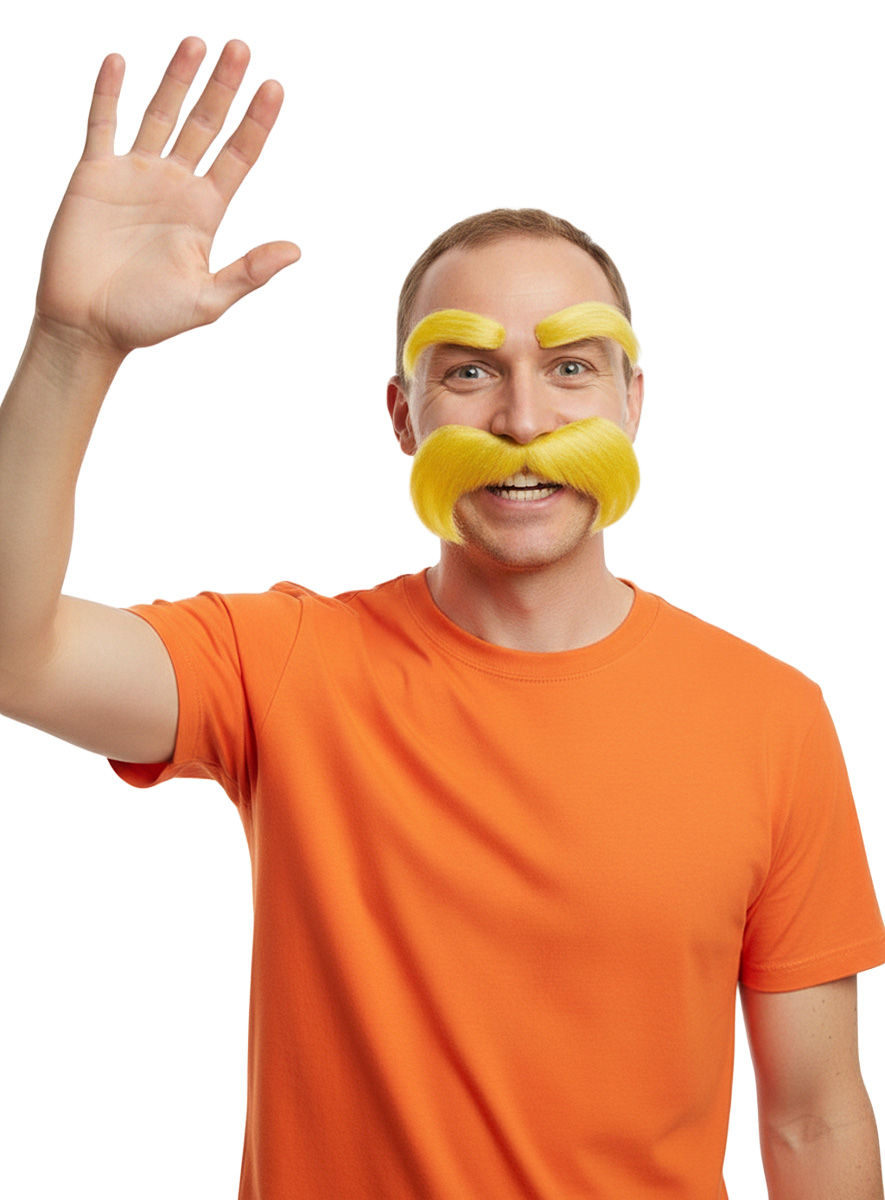 Gelber Schnurrbart mit Augenbrauen