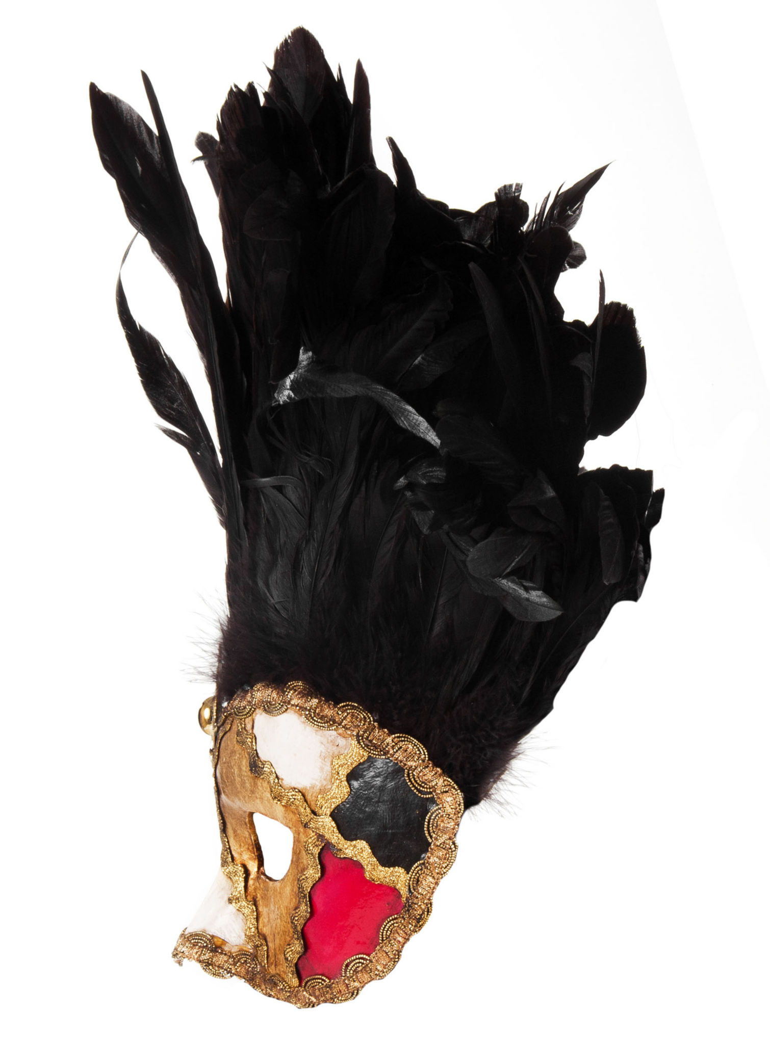 Incas Colombina scacchi colore piume nere Venezianische Maske