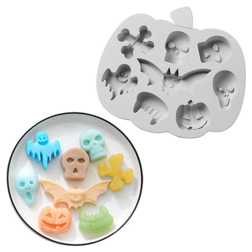 Halloween Figuren Silikonform für Eiswürfel und zum Backen 8-fach